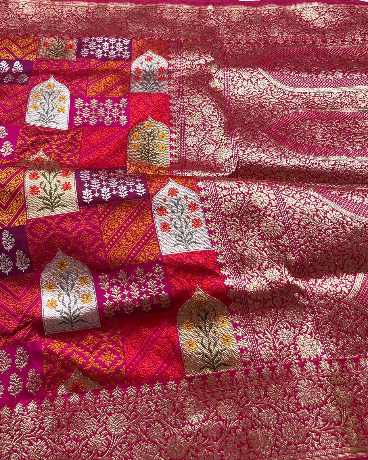 Red Katan Rangkat Warm Zari Border Pallu Saree