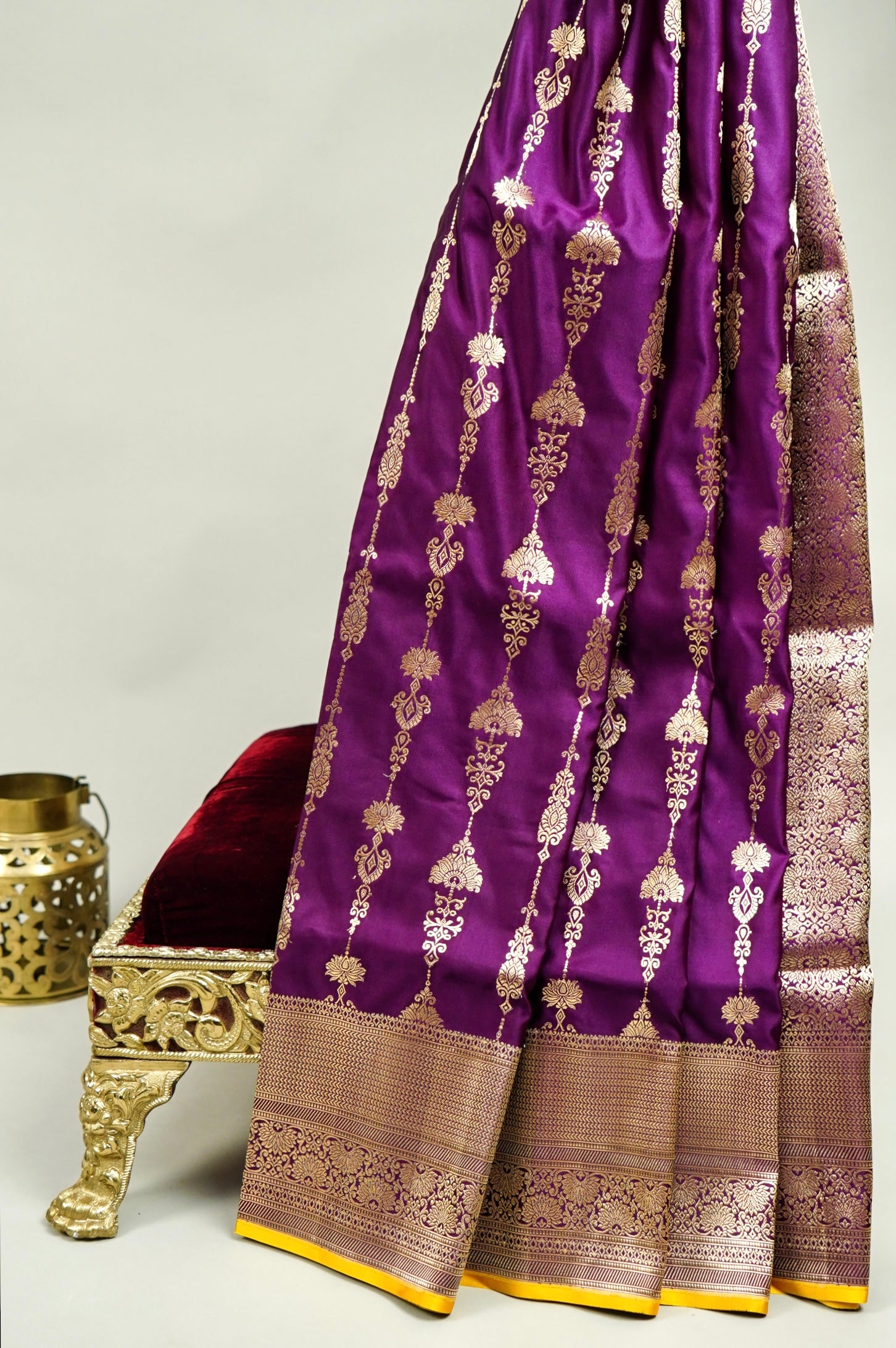 Magenta Mushru Silk Phekuwa Weave Zari Border Saree