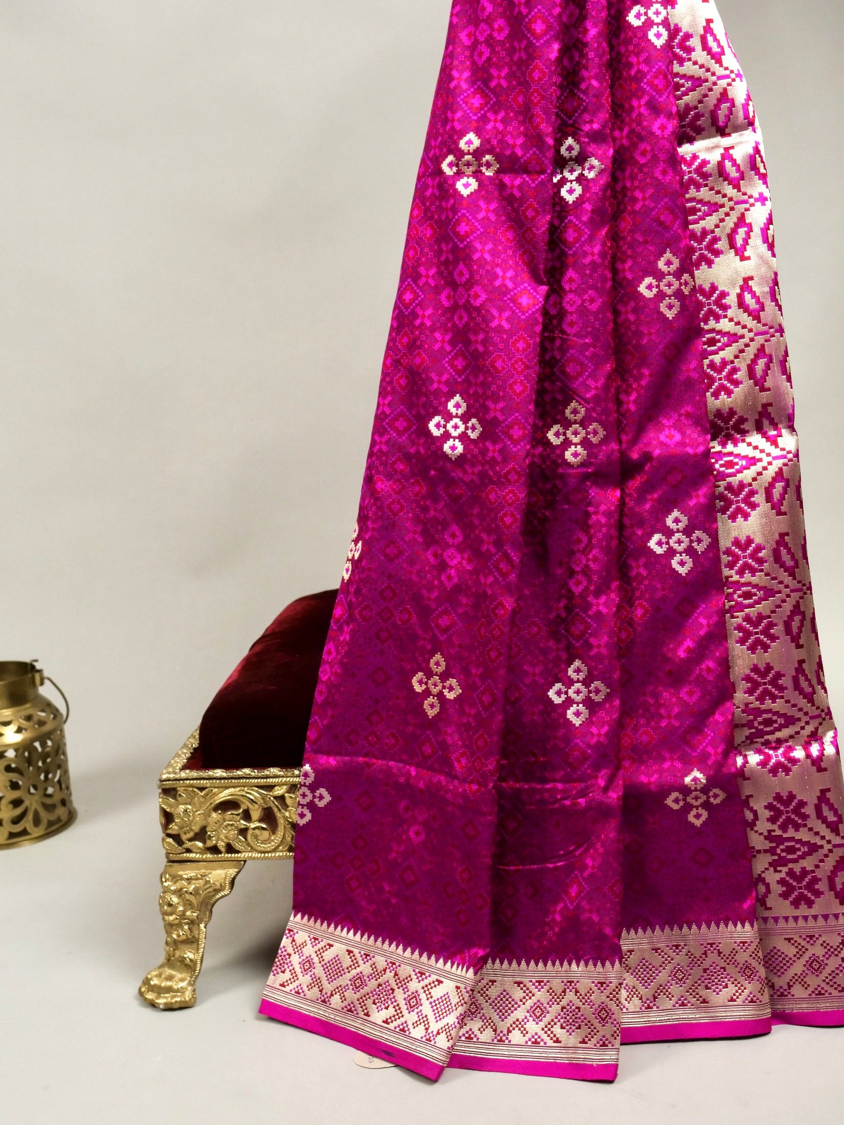 Resham and Zari Jaal Weaved on Satin with Jamawar Technique