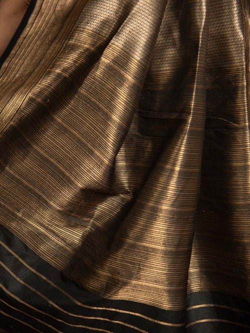 Black Handloom Brocade Banarasi Katan Silk Saree