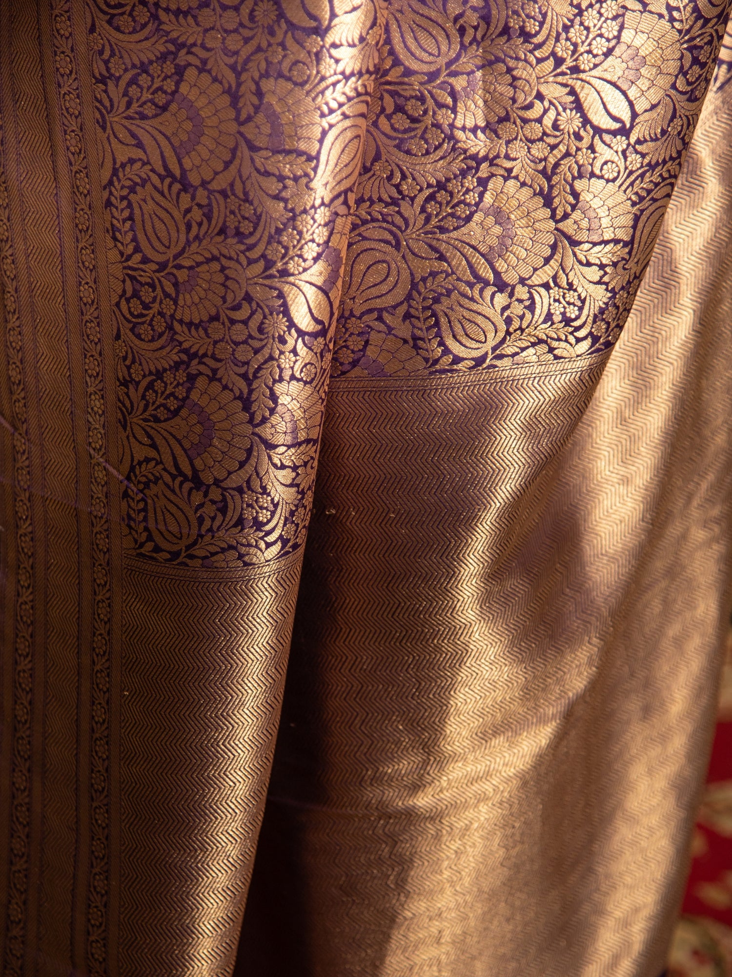 Navy Blue Handloom Brocade Banarasi Katan Silk Saree