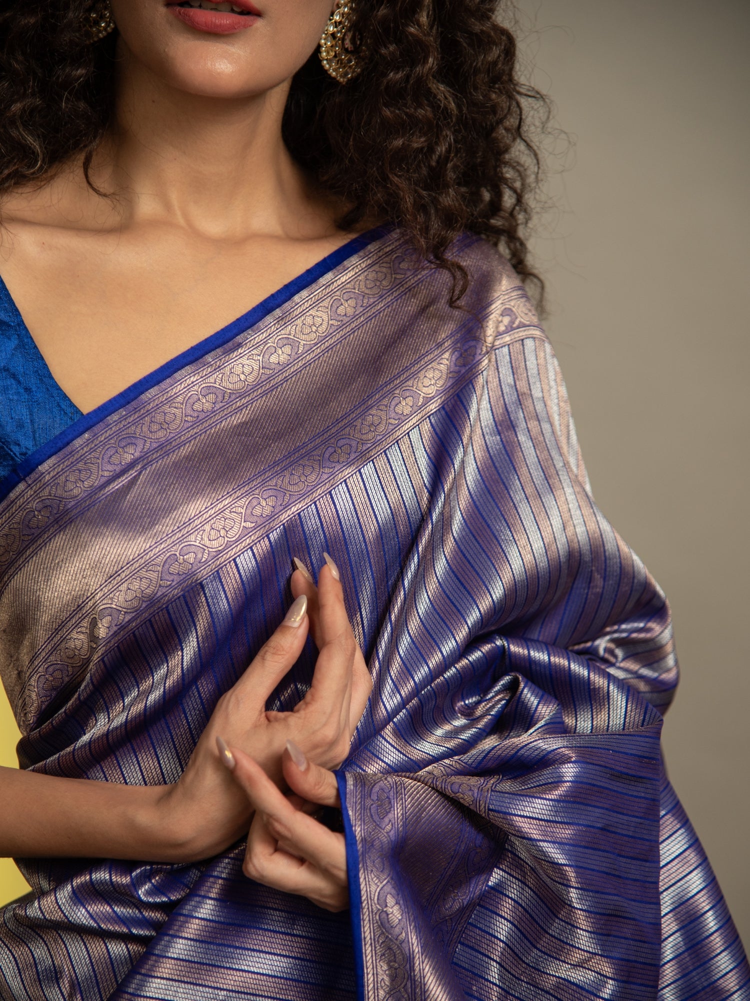Royal Blue Handloom Brocade Banarasi Katan Silk Saree