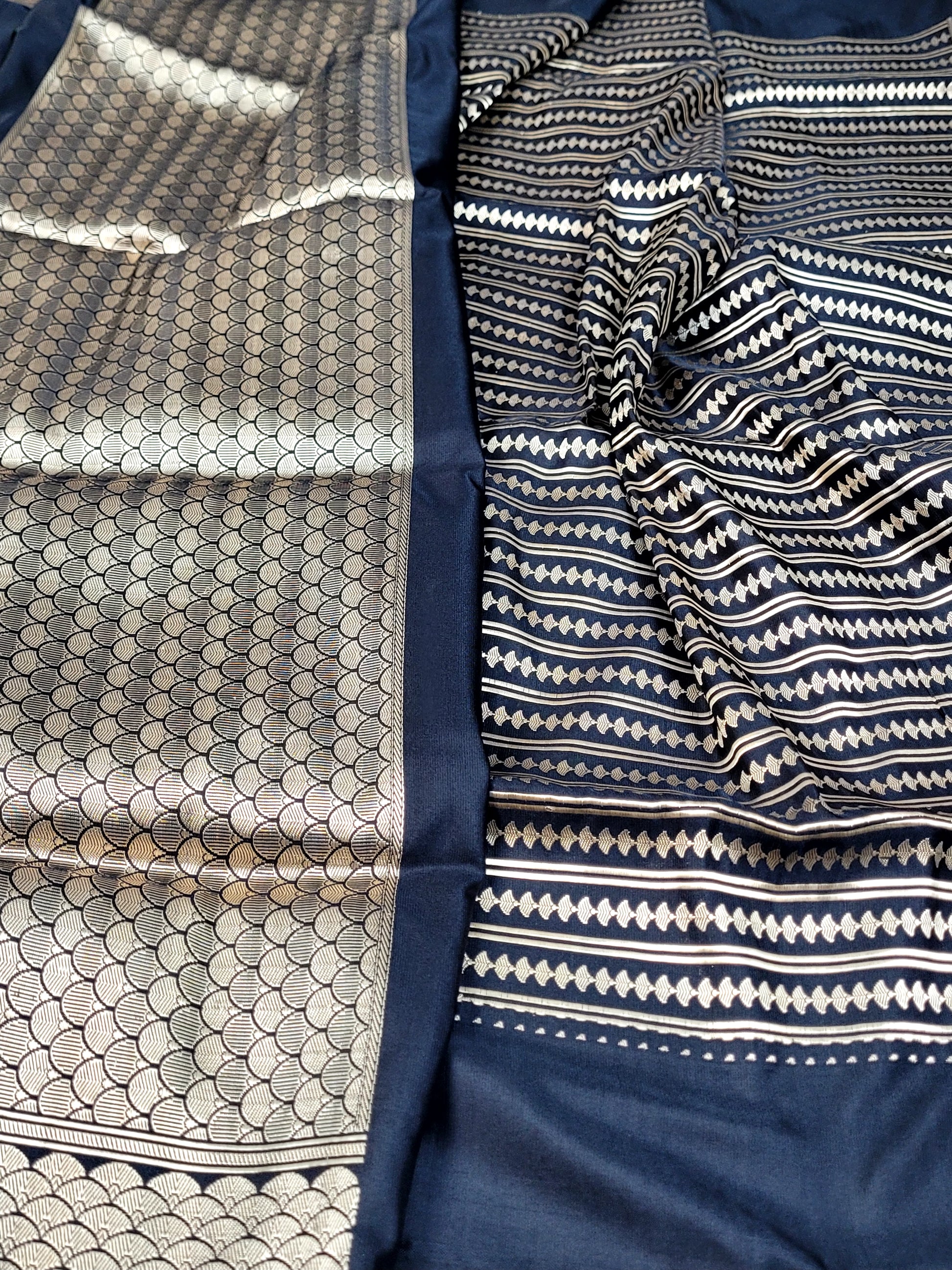 Black Mashru Silk Banarasi Saree with Kadhawa Motifs