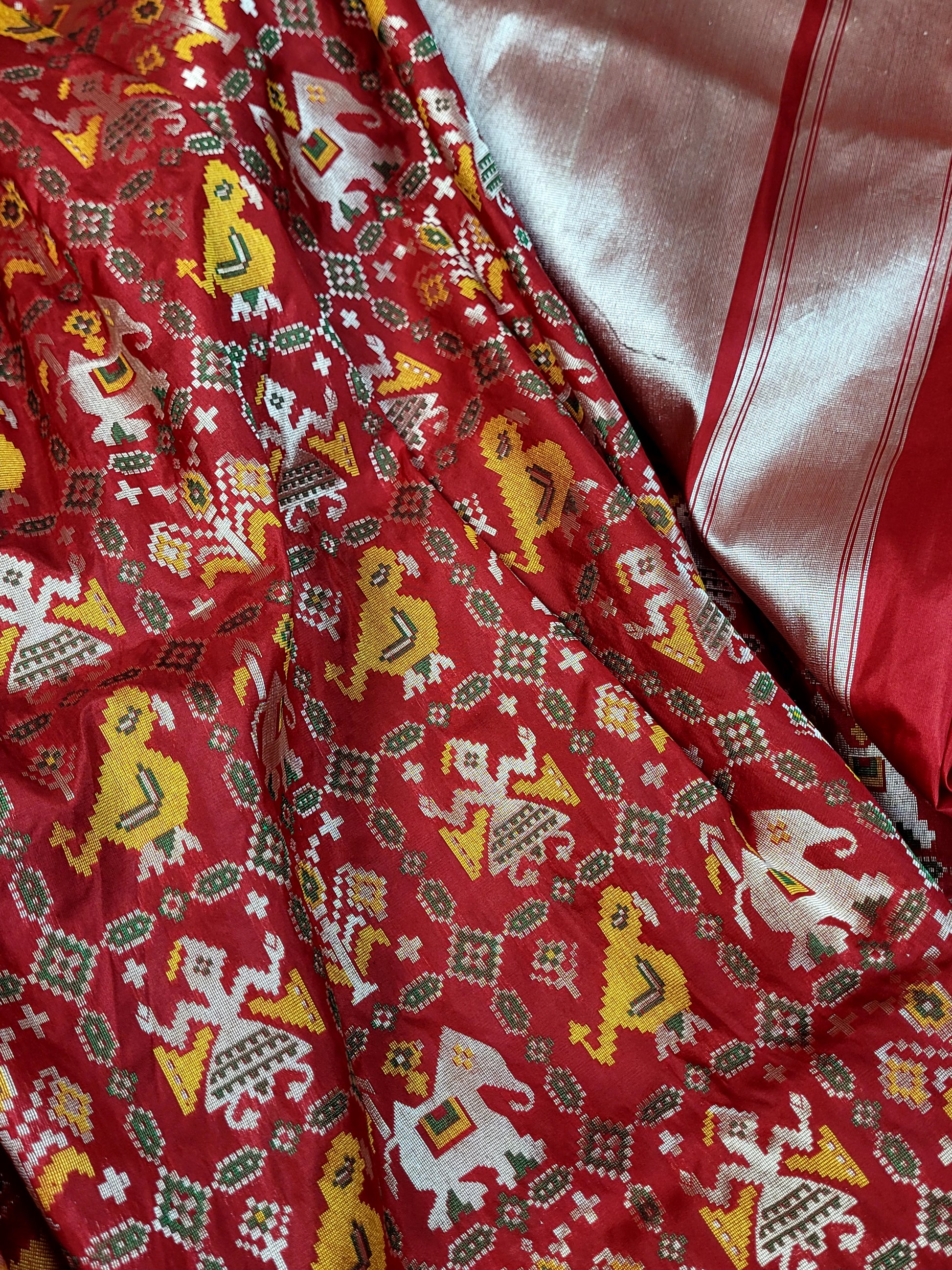 Red Patola Banarasi Katan Silk Saree
