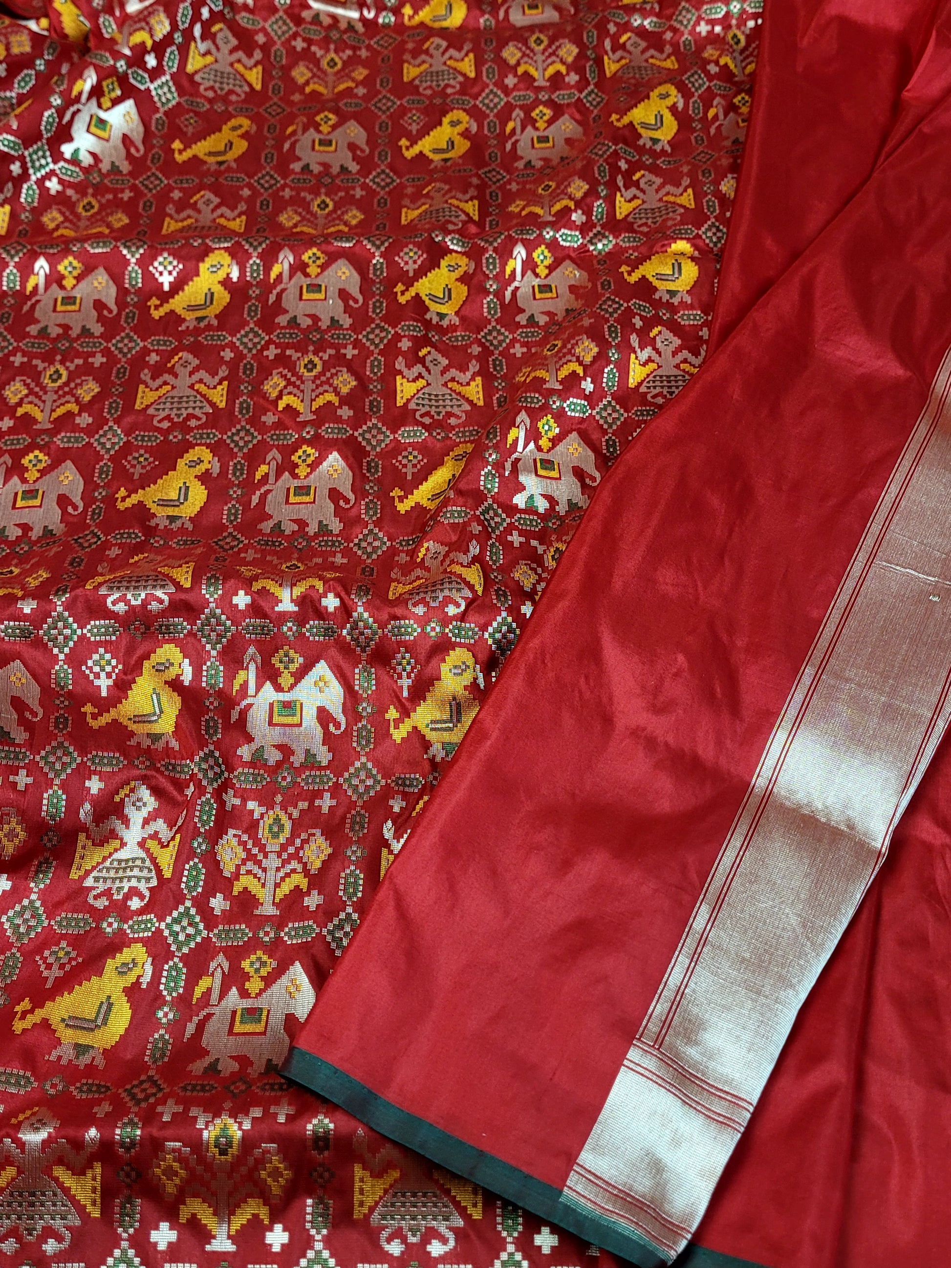 Red Patola Banarasi Katan Silk Saree