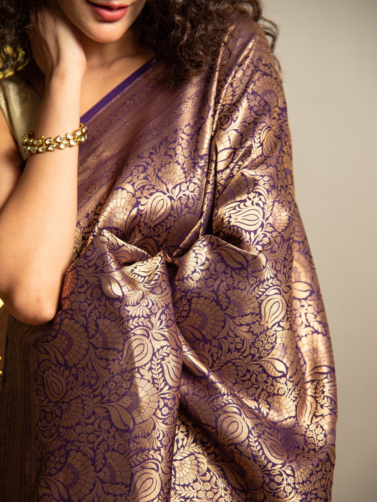Navy Blue Handloom Brocade Banarasi Katan Silk Saree