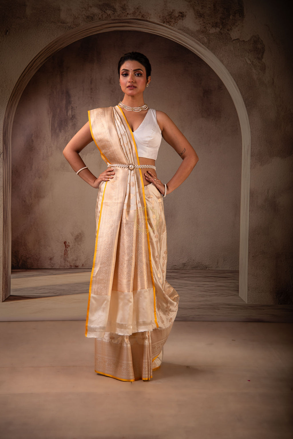 Mashru Silk Saree with Zari allover jaal