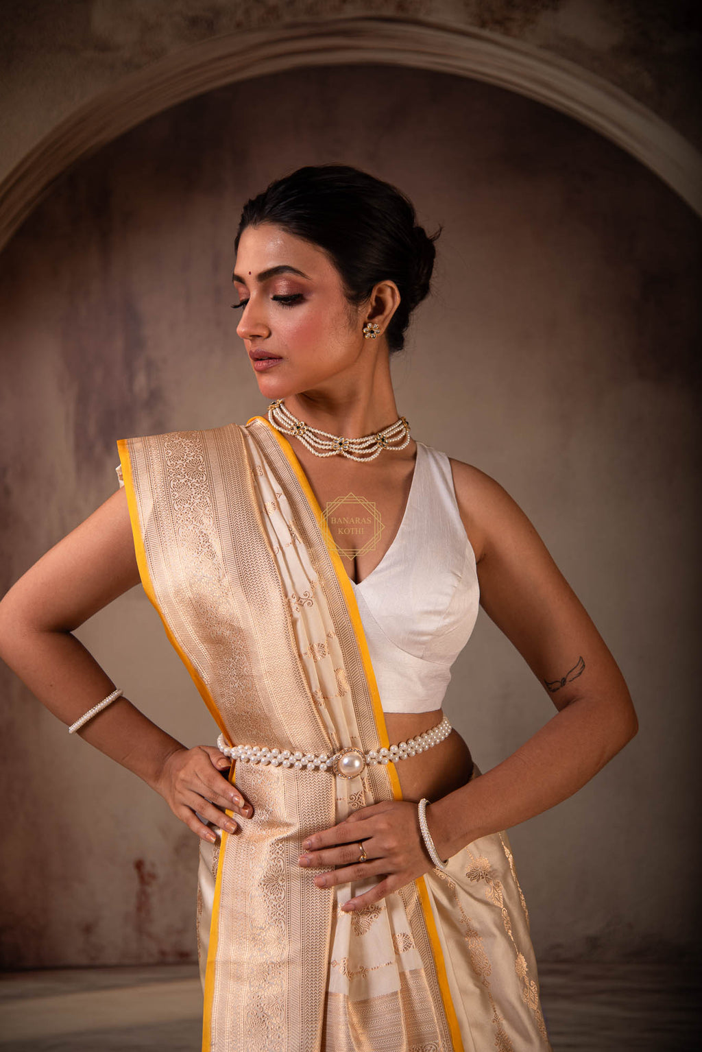Mashru Silk Saree with Zari allover jaal