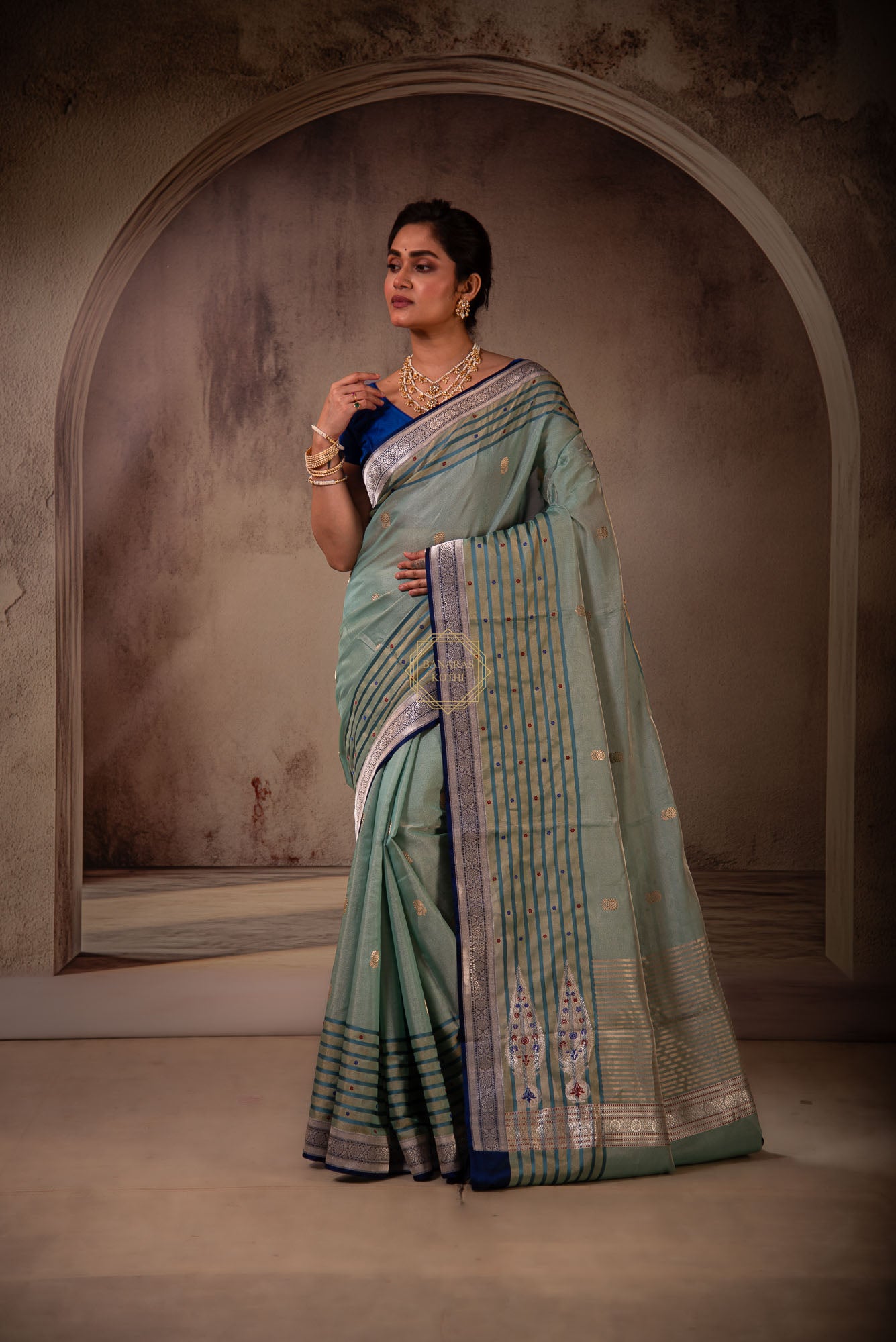 Tissue Weaved on Katan with Kadhua Saree