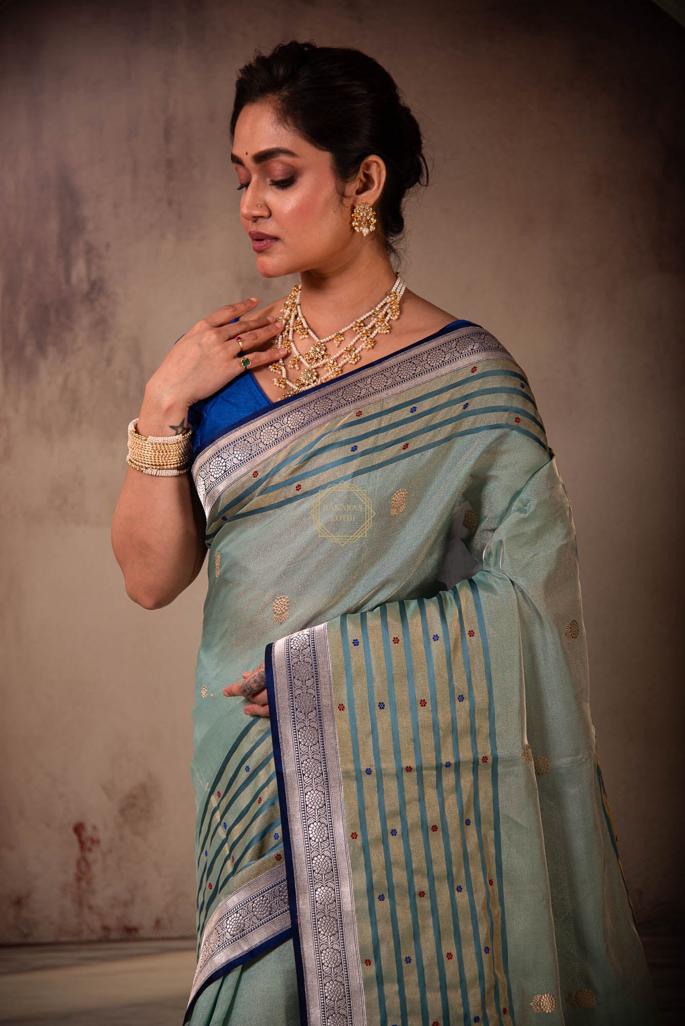 Tissue Weaved on Katan with Kadhua Saree