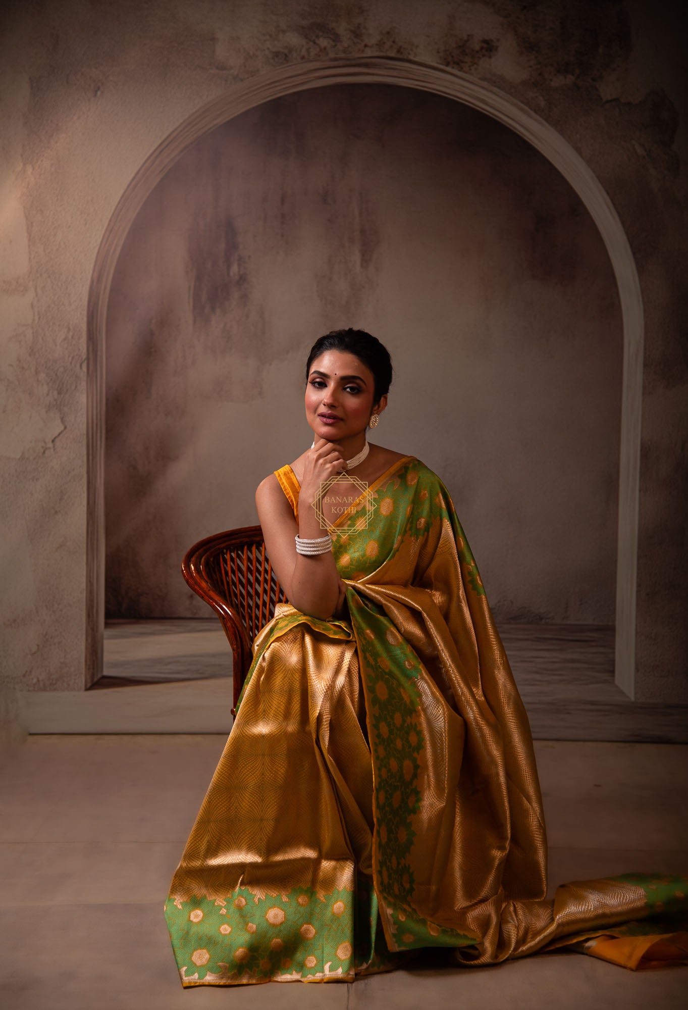 Soft Silk Zari Brocade Saree with Resham Aanchal & Skirt