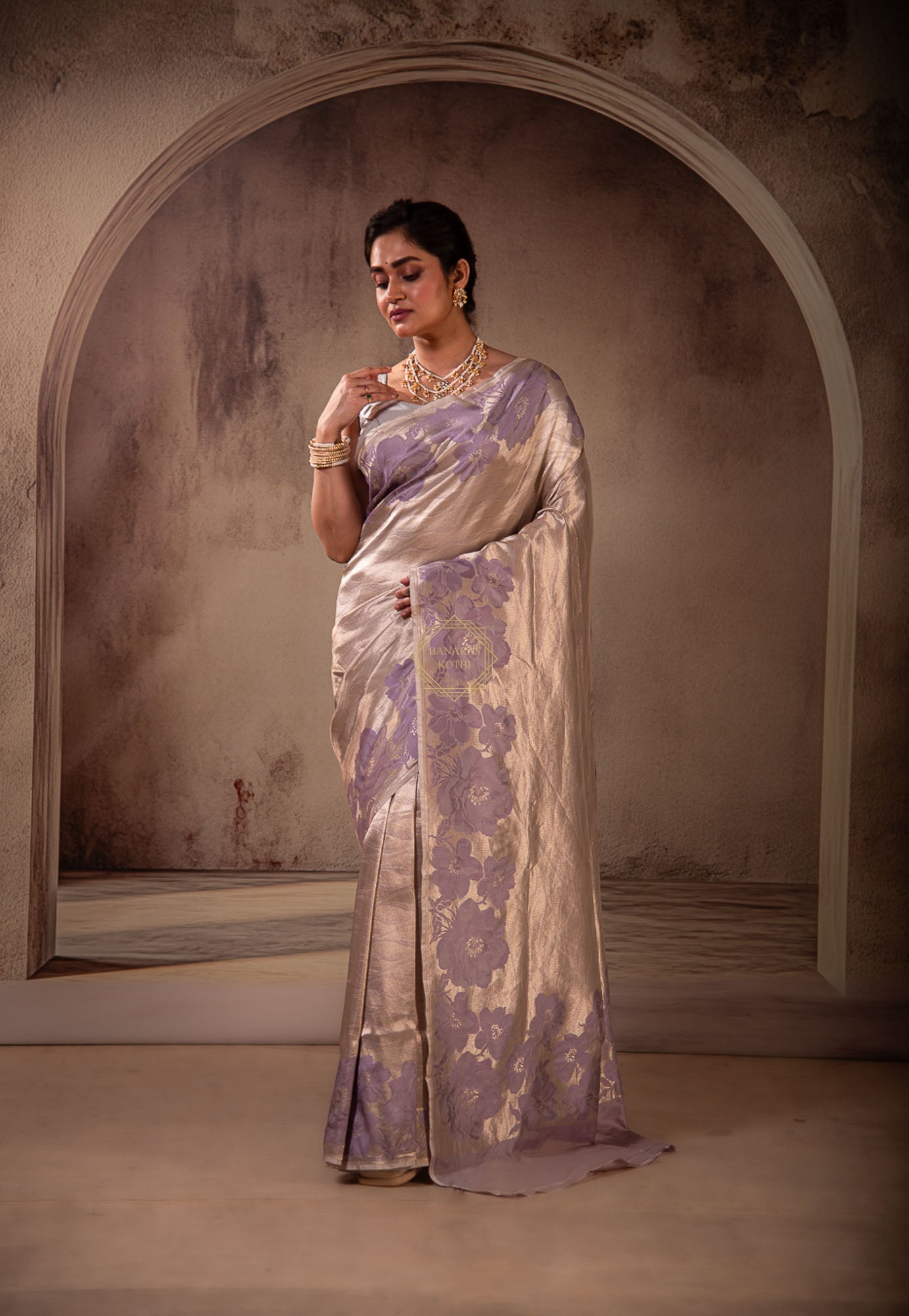 Soft Silk Zari Brocade Saree with Resham Aanchal & Skirt