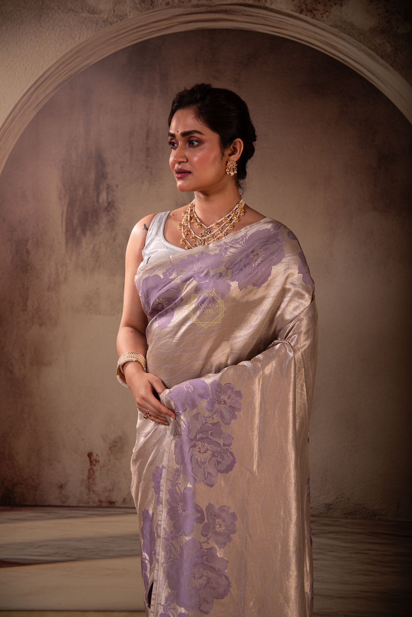 Soft Silk Zari Brocade Saree with Resham Aanchal & Skirt