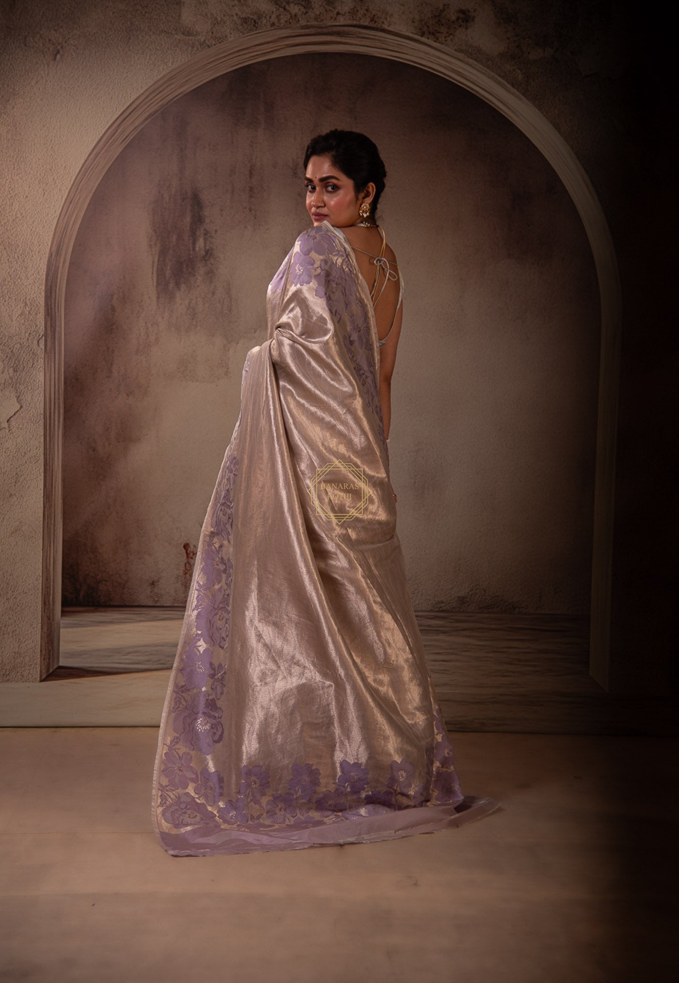 Soft Silk Zari Brocade Saree with Resham Aanchal & Skirt