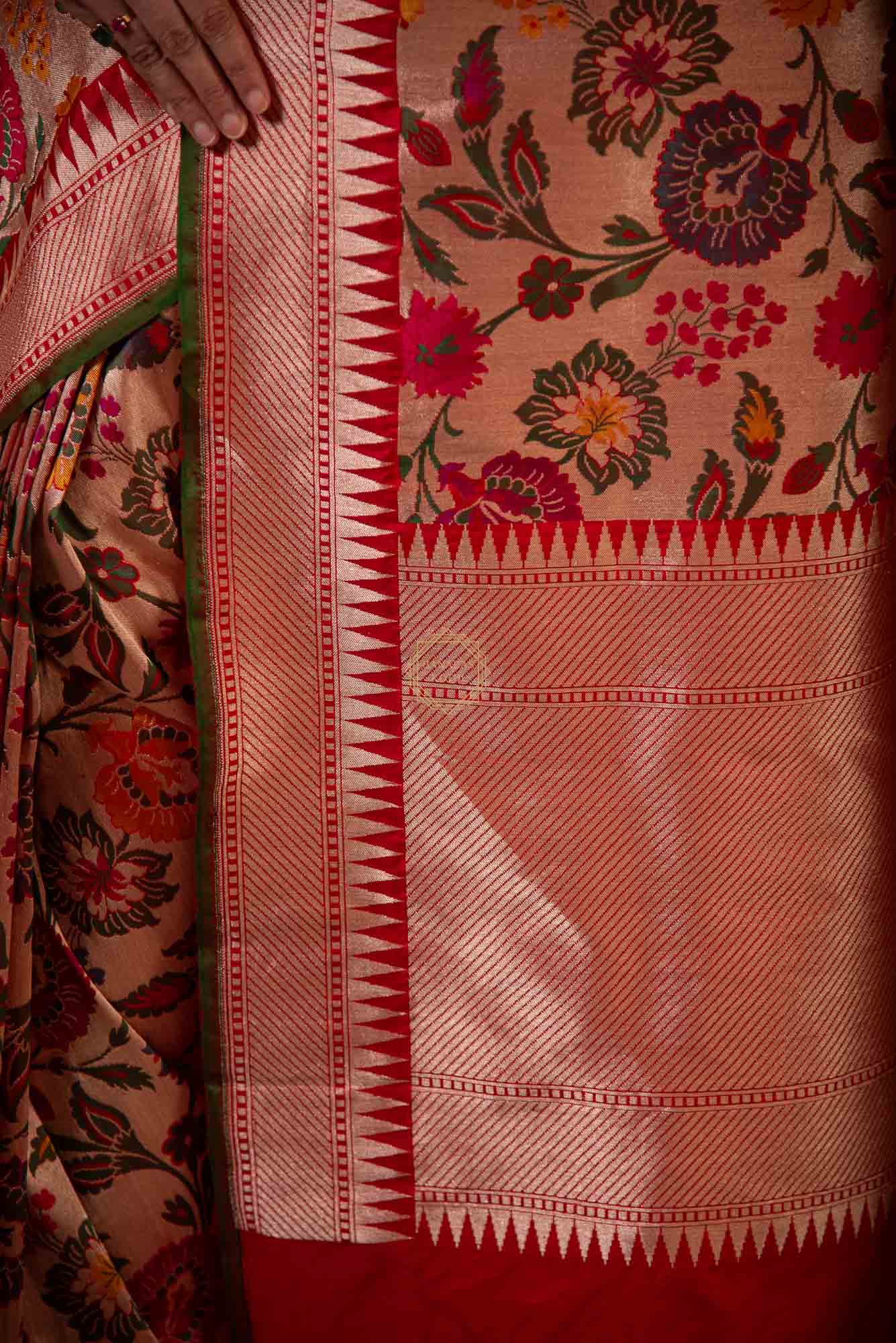 Katan Silk Meenadar Jaal Weaved on Zari Base Saree