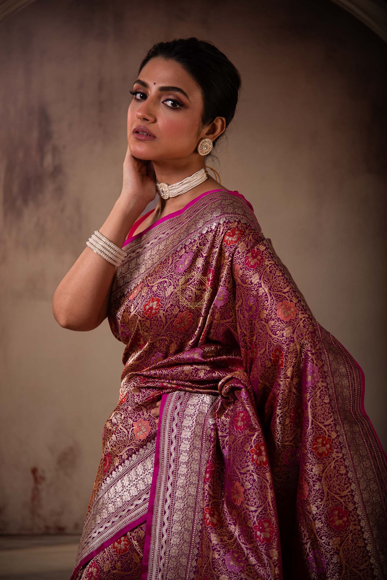 Traditional Kadhua Jaal Weaved with Zari Tanchoi and Meenadar Motifs Saree