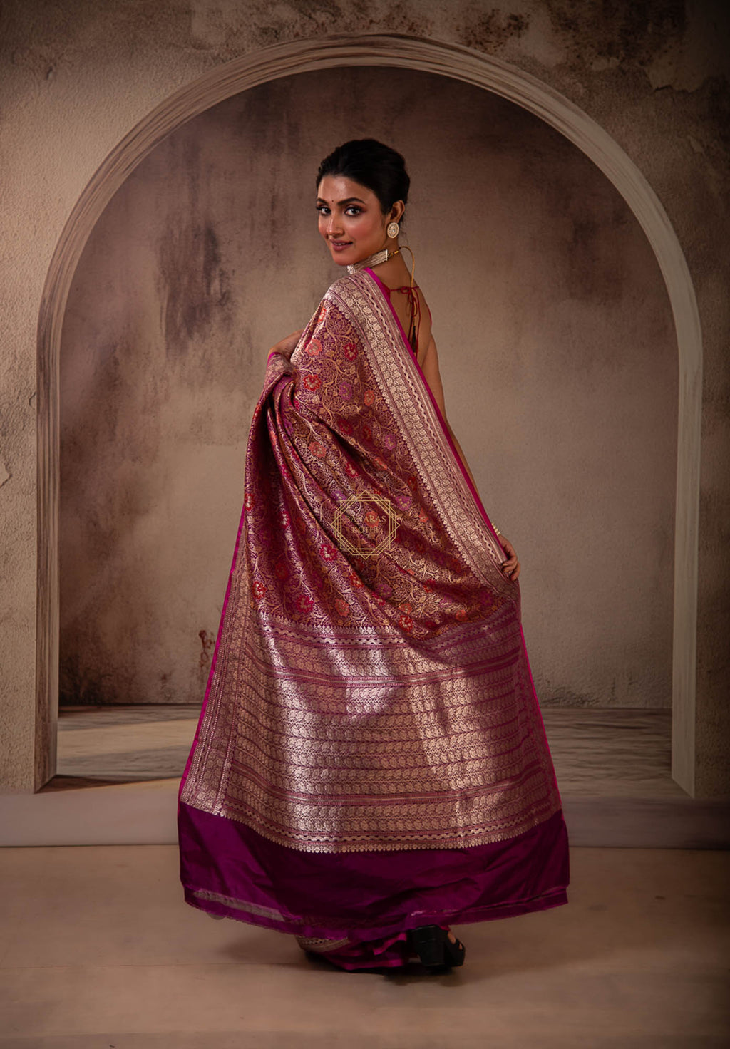 Traditional Kadhua Jaal Weaved with Zari Tanchoi and Meenadar Motifs Saree