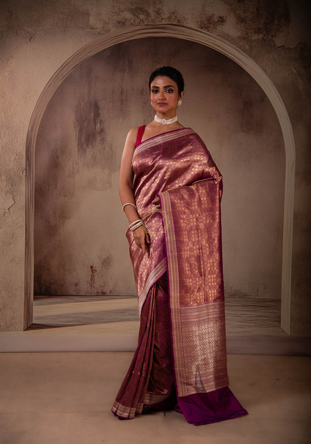 Zari Brocade Jaal Design with Kadhua Border Saree