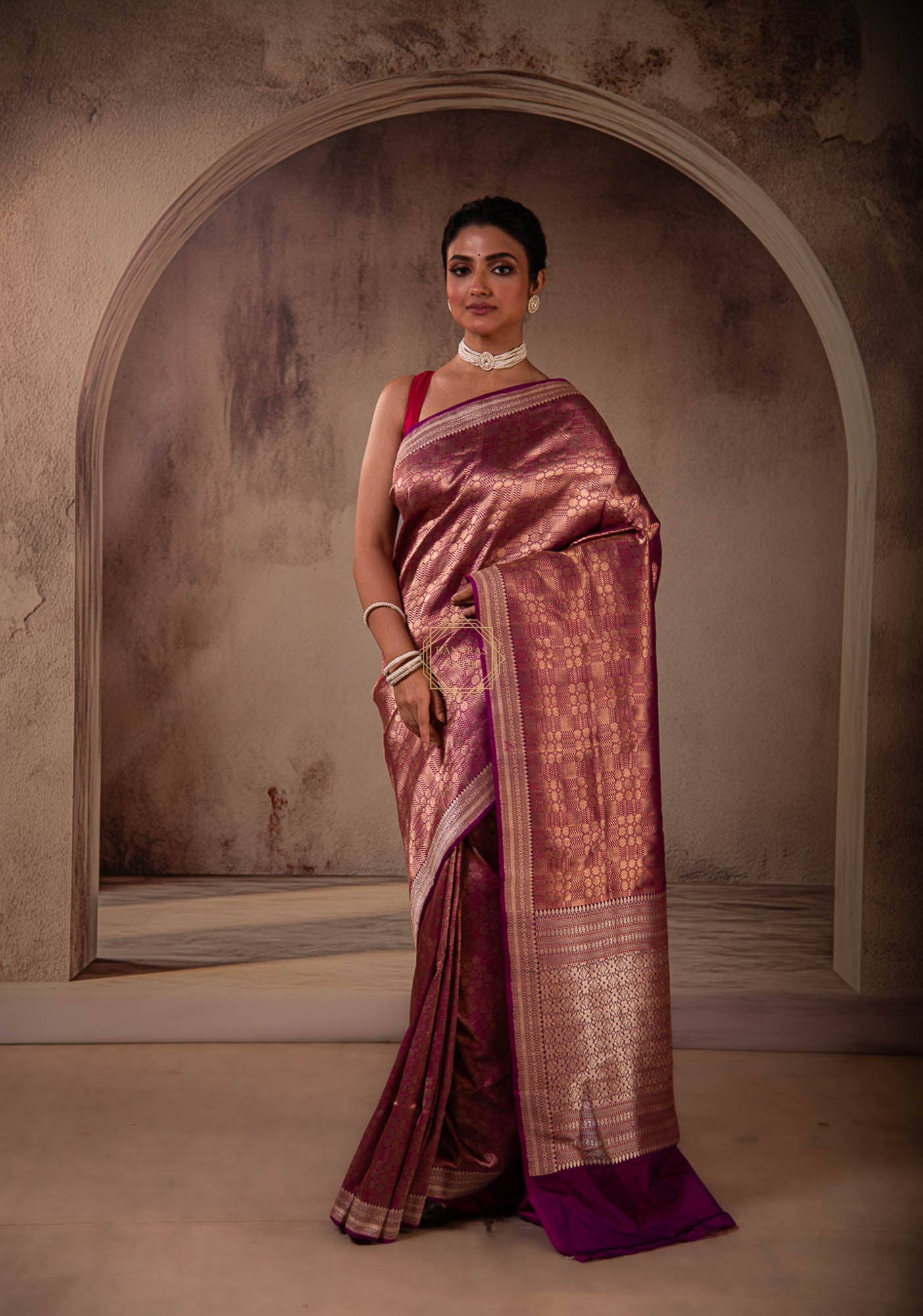 Zari Brocade Jaal Design with Kadhua Border Saree