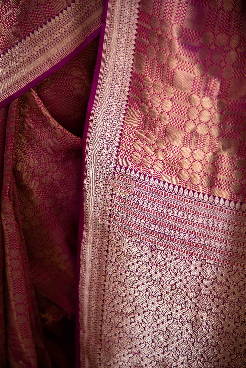 Zari Brocade Jaal Design with Kadhua Border Saree