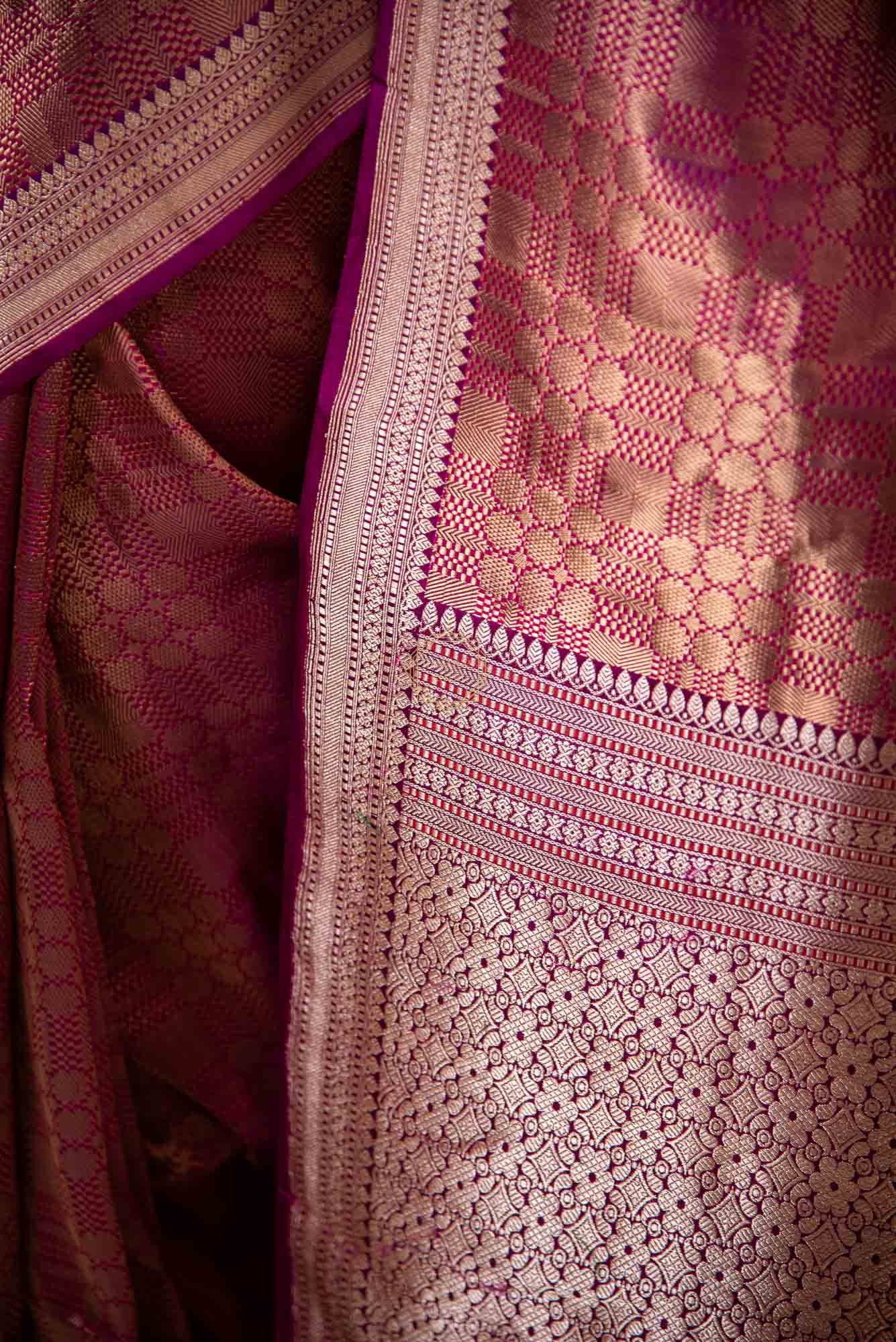 Zari Brocade Jaal Design with Kadhua Border Saree