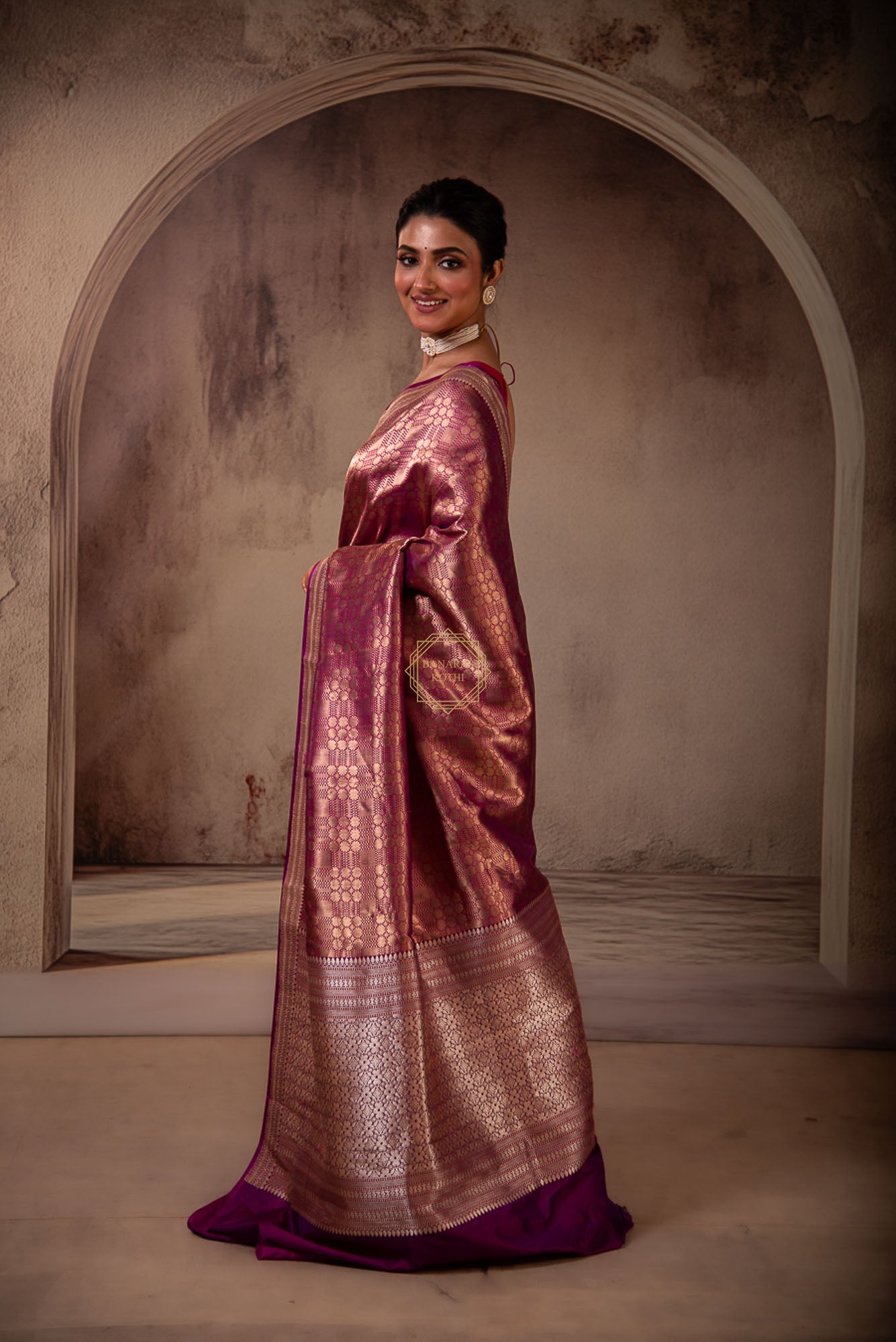 Zari Brocade Jaal Design with Kadhua Border Saree