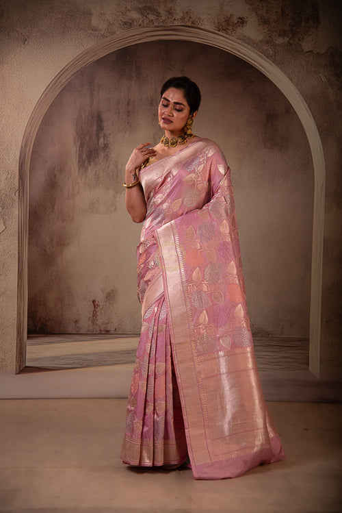Jangla Design Weaved on Katan Silk with Zari and Resham Saree