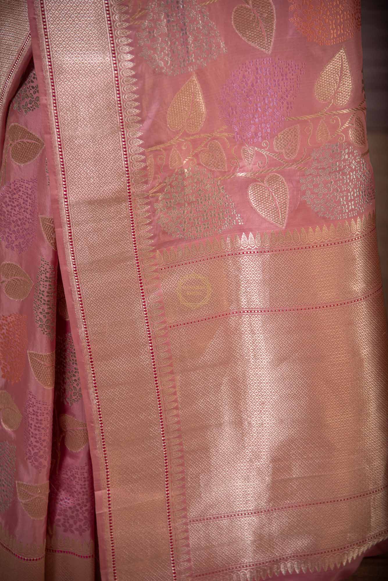 Jangla Design Weaved on Katan Silk with Zari and Resham Saree