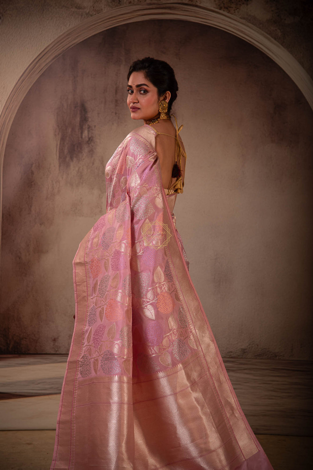 Jangla Design Weaved on Katan Silk with Zari and Resham Saree