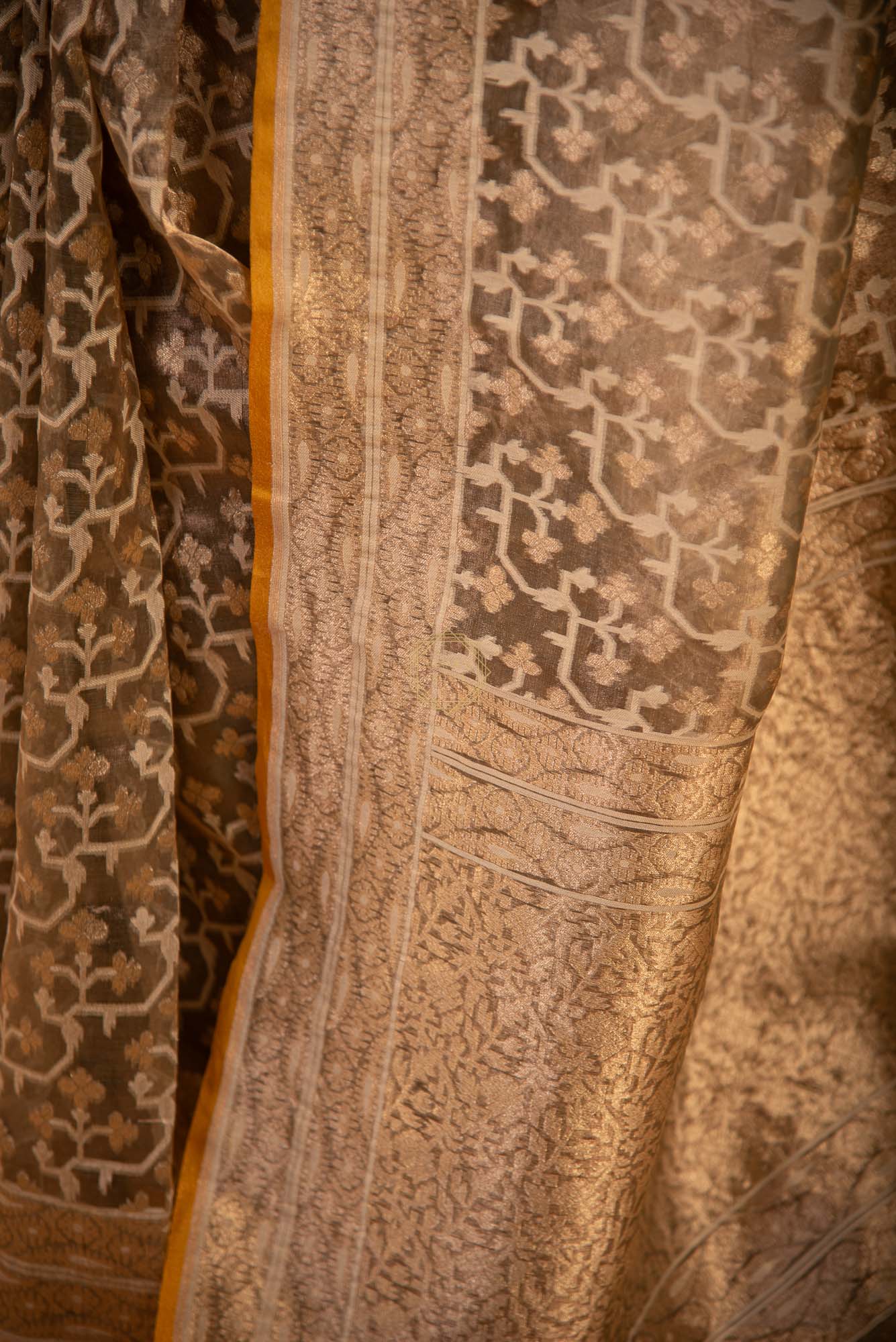 Tissue Weaved over Organza with Contemporary Resham Jaal