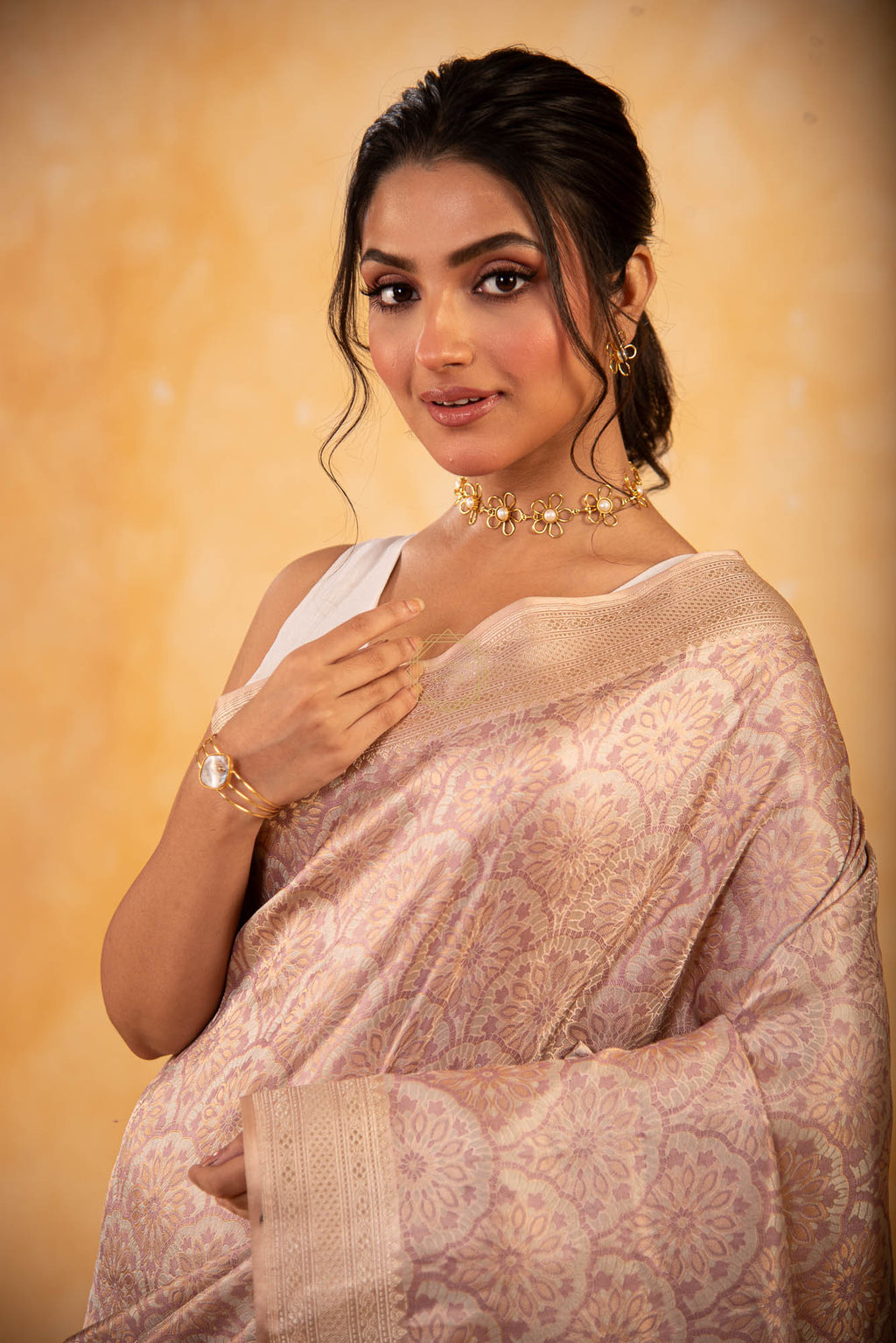 Suttle Color Jaal Weaved in Jamawar with Resham and Zari