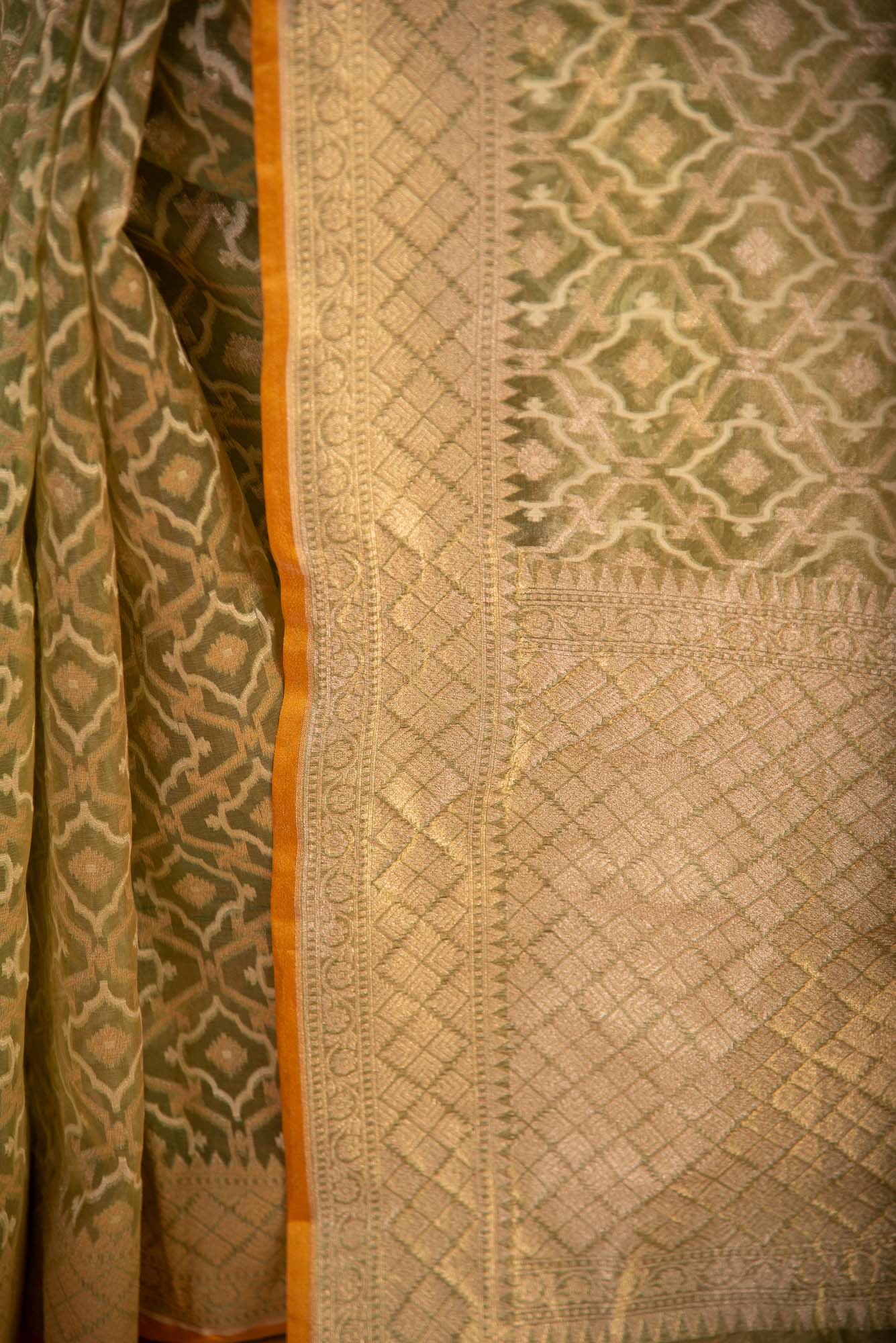Tissue Weaved over Organza with Contemporary Resham Jaal