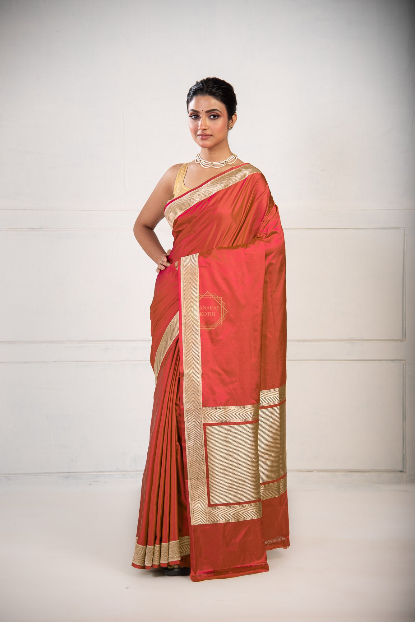 Kadhua Border Weaved on Plain Body of Satin Silk Saree