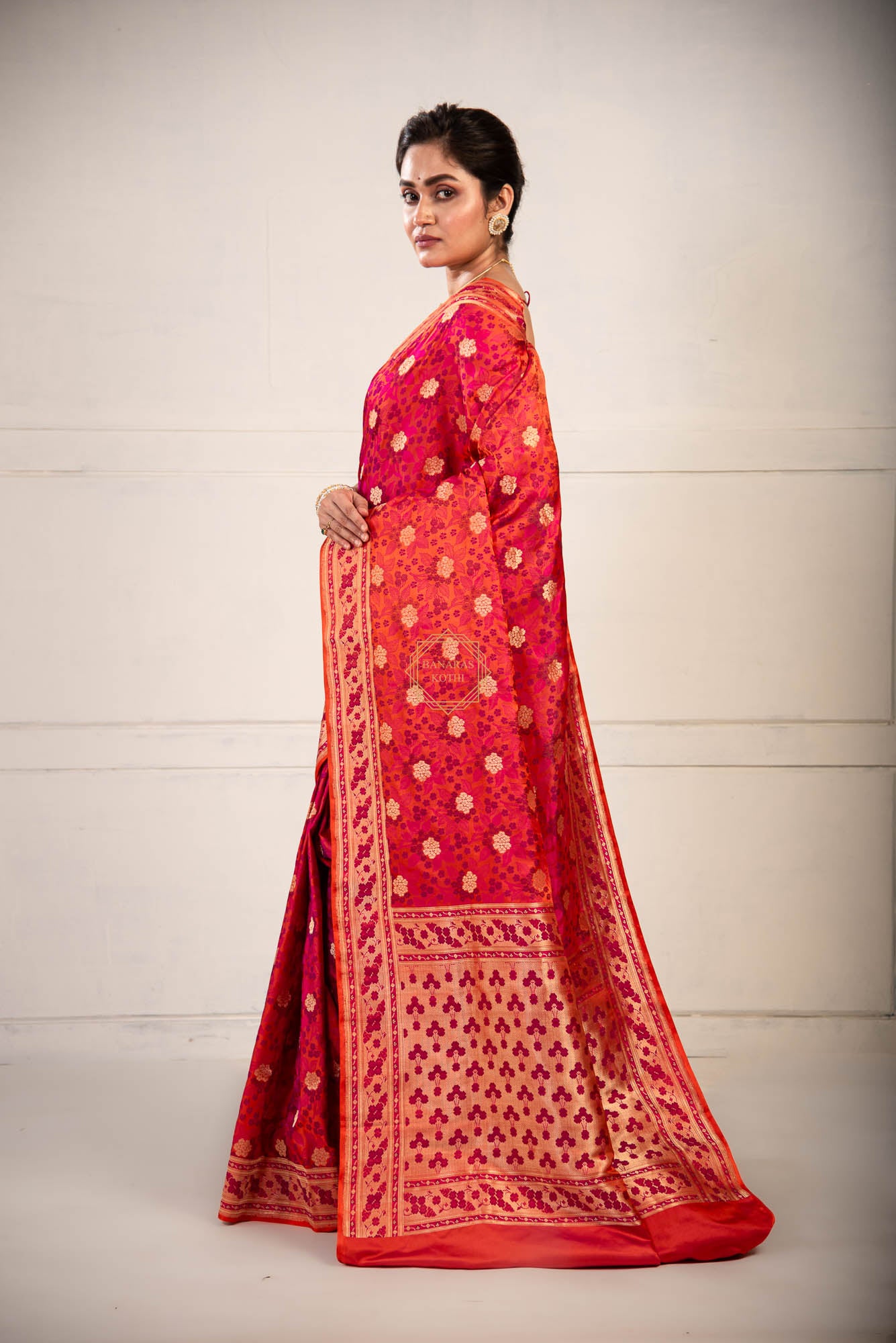 Resham and Zari Jaal Weaved on Satin with Jamawar Technique