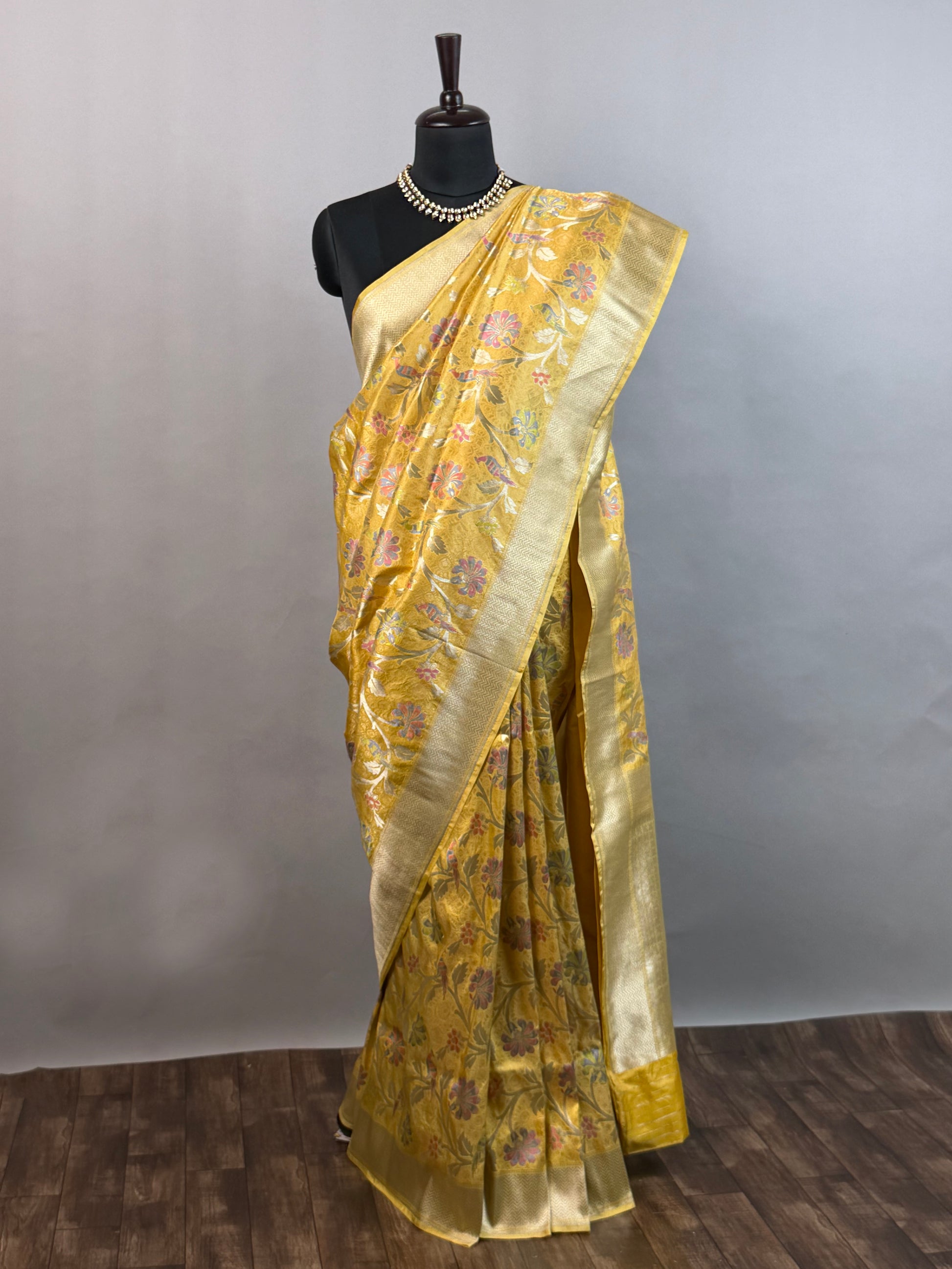 Haldi Yellow Meenakari Banarasi Zari Brocade Katan Silk Saree