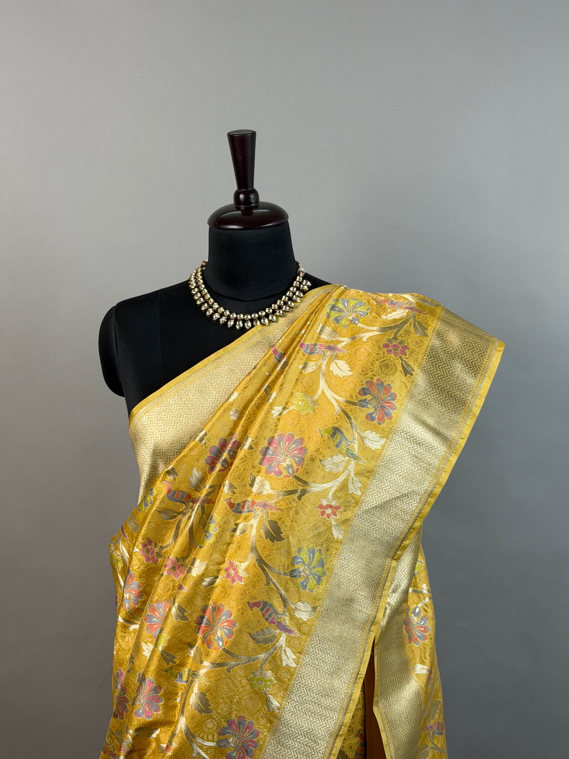Haldi Yellow Meenakari Banarasi Zari Brocade Katan Silk Saree