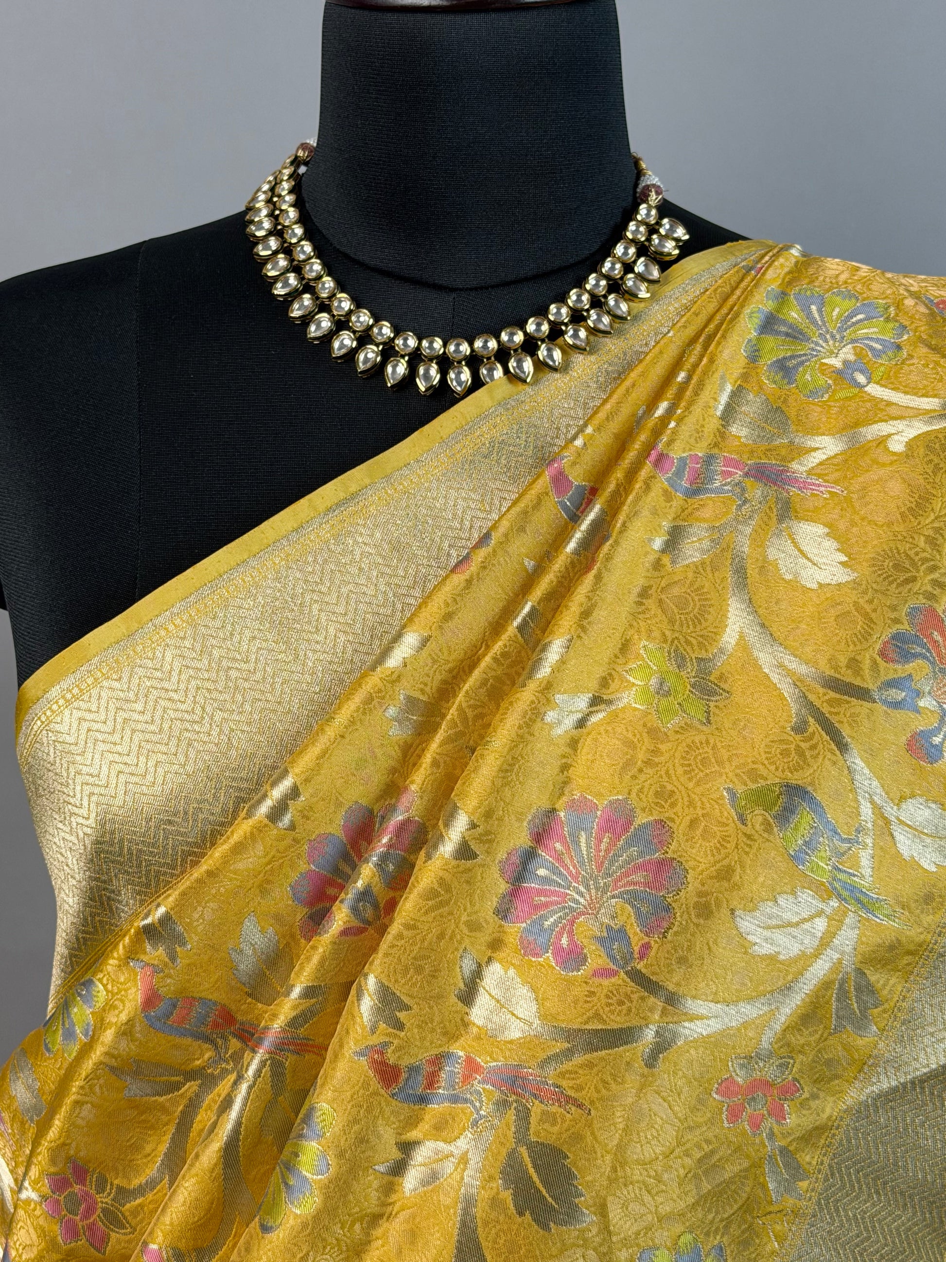 Haldi Yellow Meenakari Banarasi Zari Brocade Katan Silk Saree