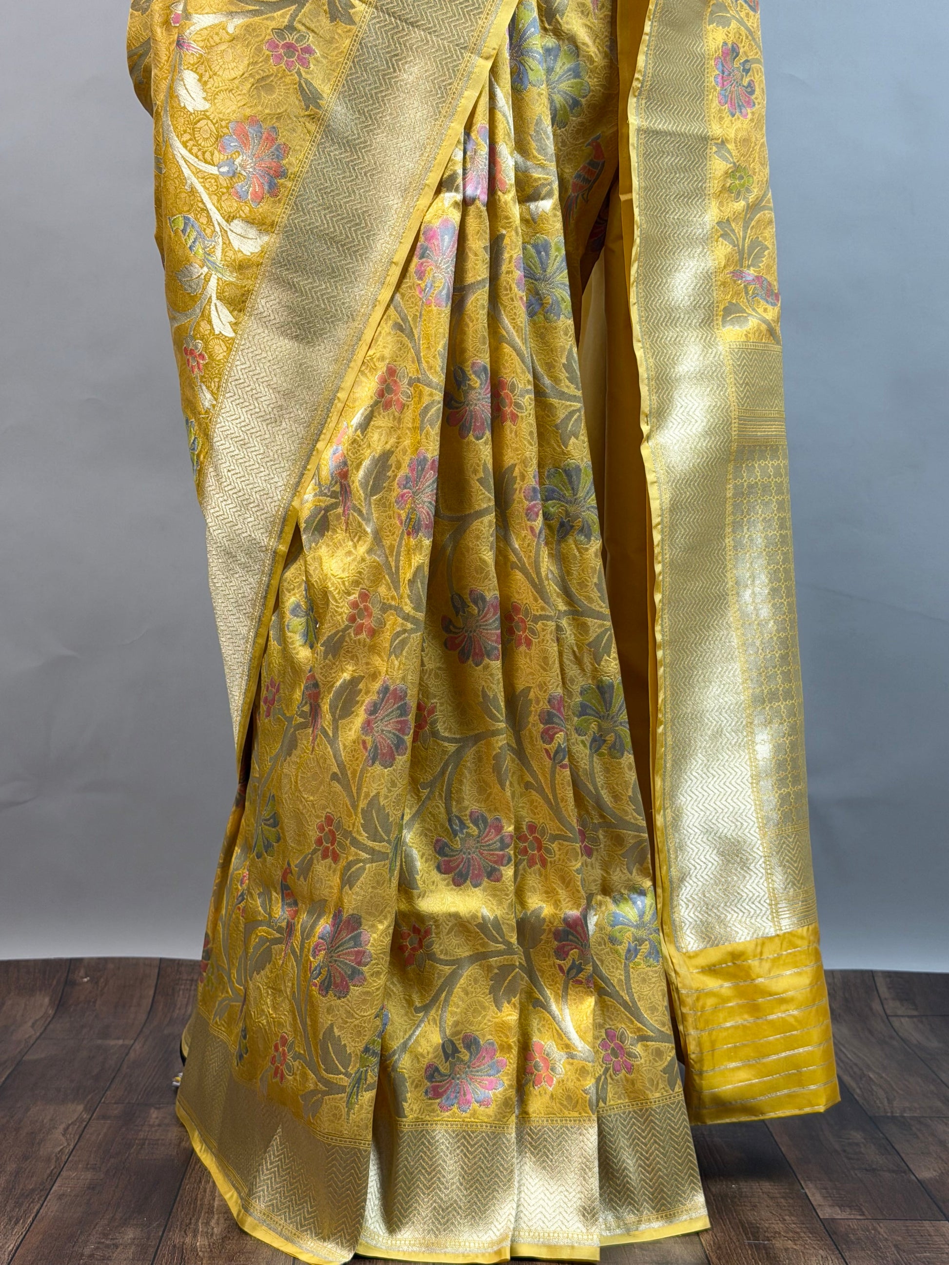 Haldi Yellow Meenakari Banarasi Zari Brocade Katan Silk Saree