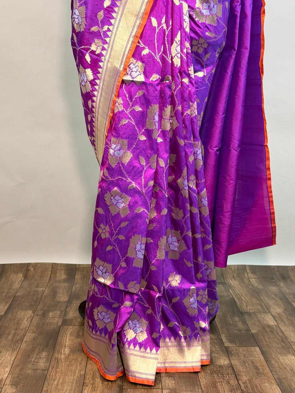 Aubergine Handloom Banarasi Katan Silk Saree with Sona Rupa Jaal