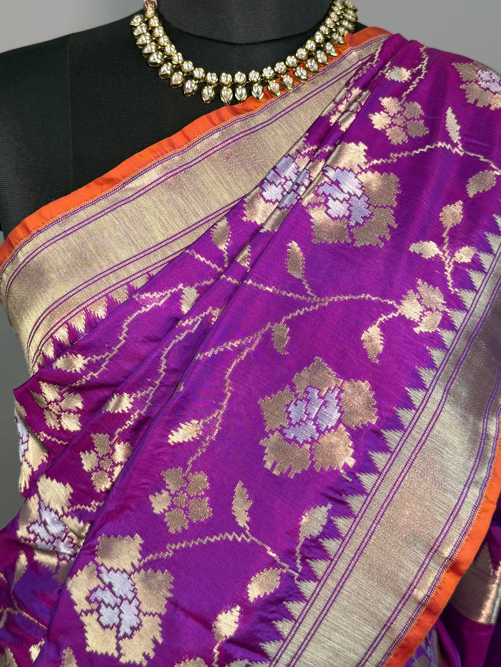 Aubergine Handloom Banarasi Katan Silk Saree with Sona Rupa Jaal