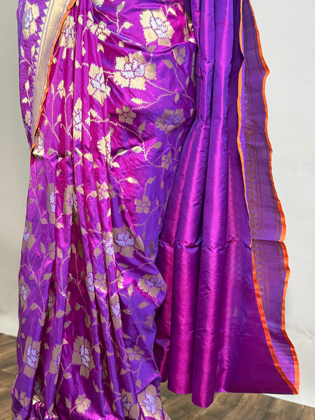 Aubergine Handloom Banarasi Katan Silk Saree with Sona Rupa Jaal