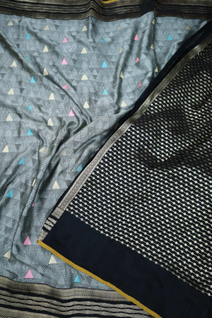 Tanchoi Weave on Mashru Silk  - Grey