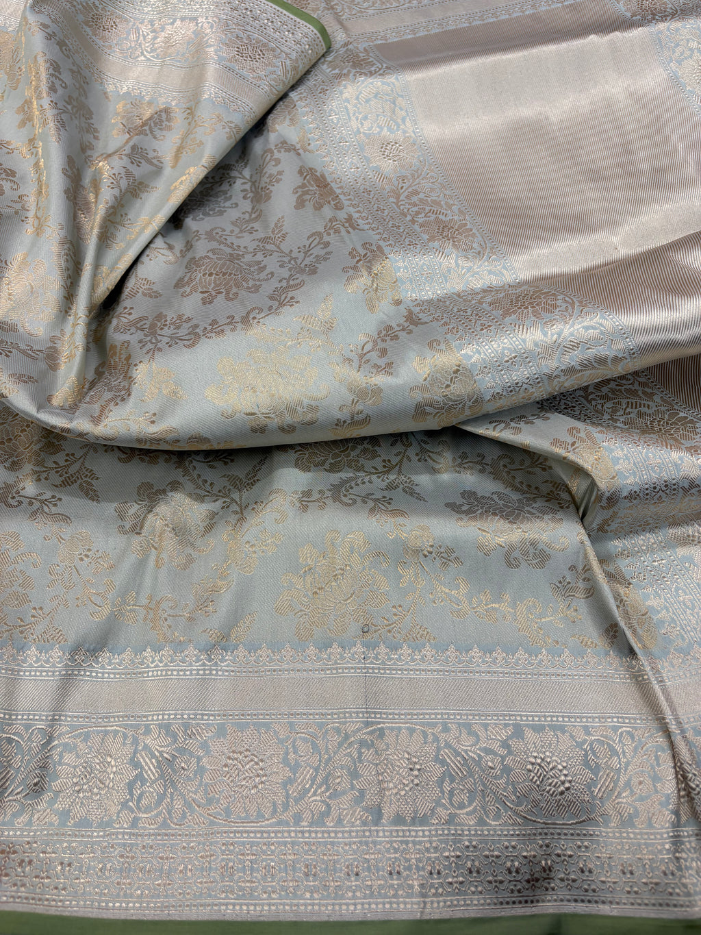 Mint Green Handloom Brocade Banarasi Katan Silk Saree