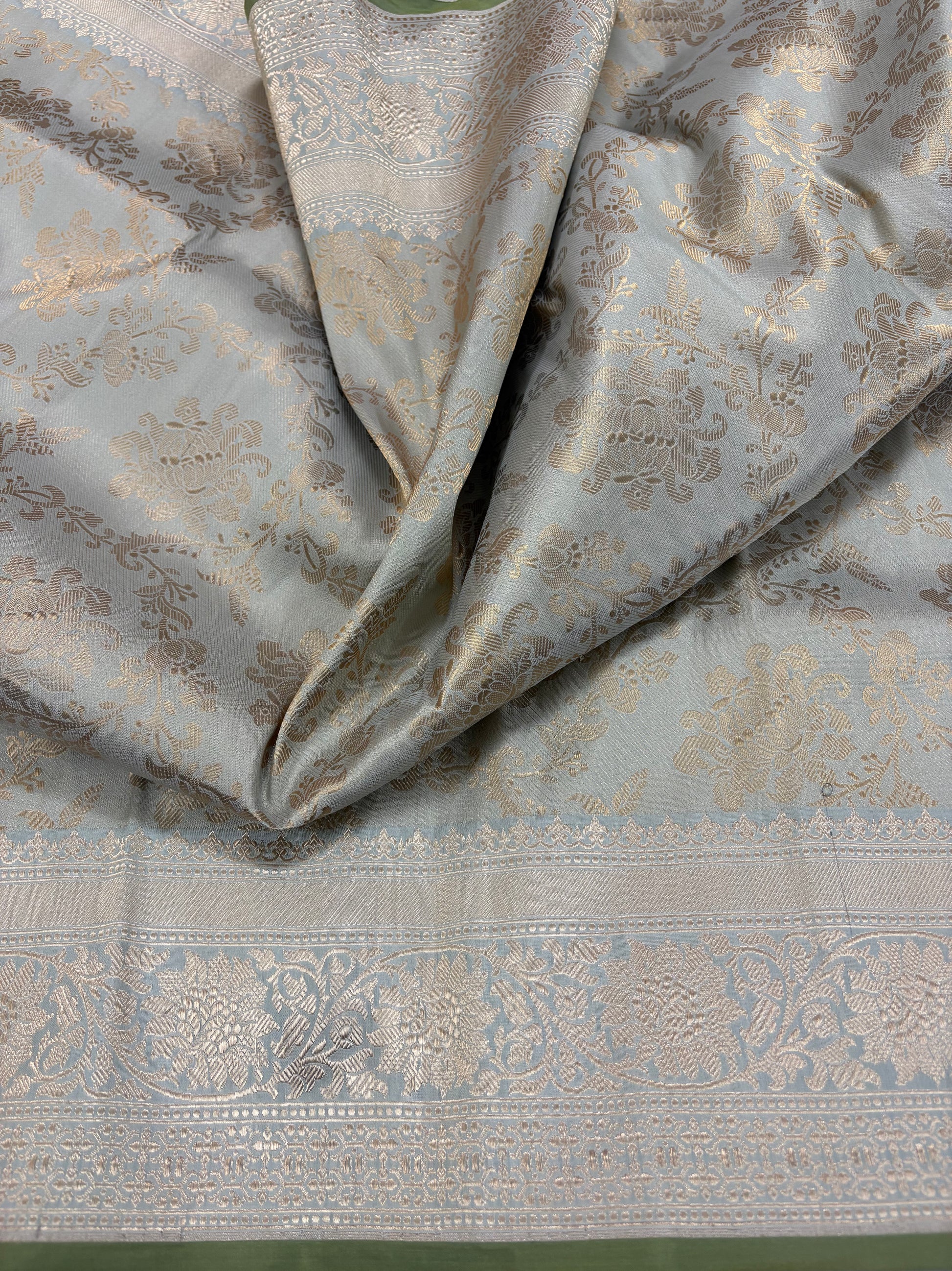 Mint Green Handloom Brocade Banarasi Katan Silk Saree