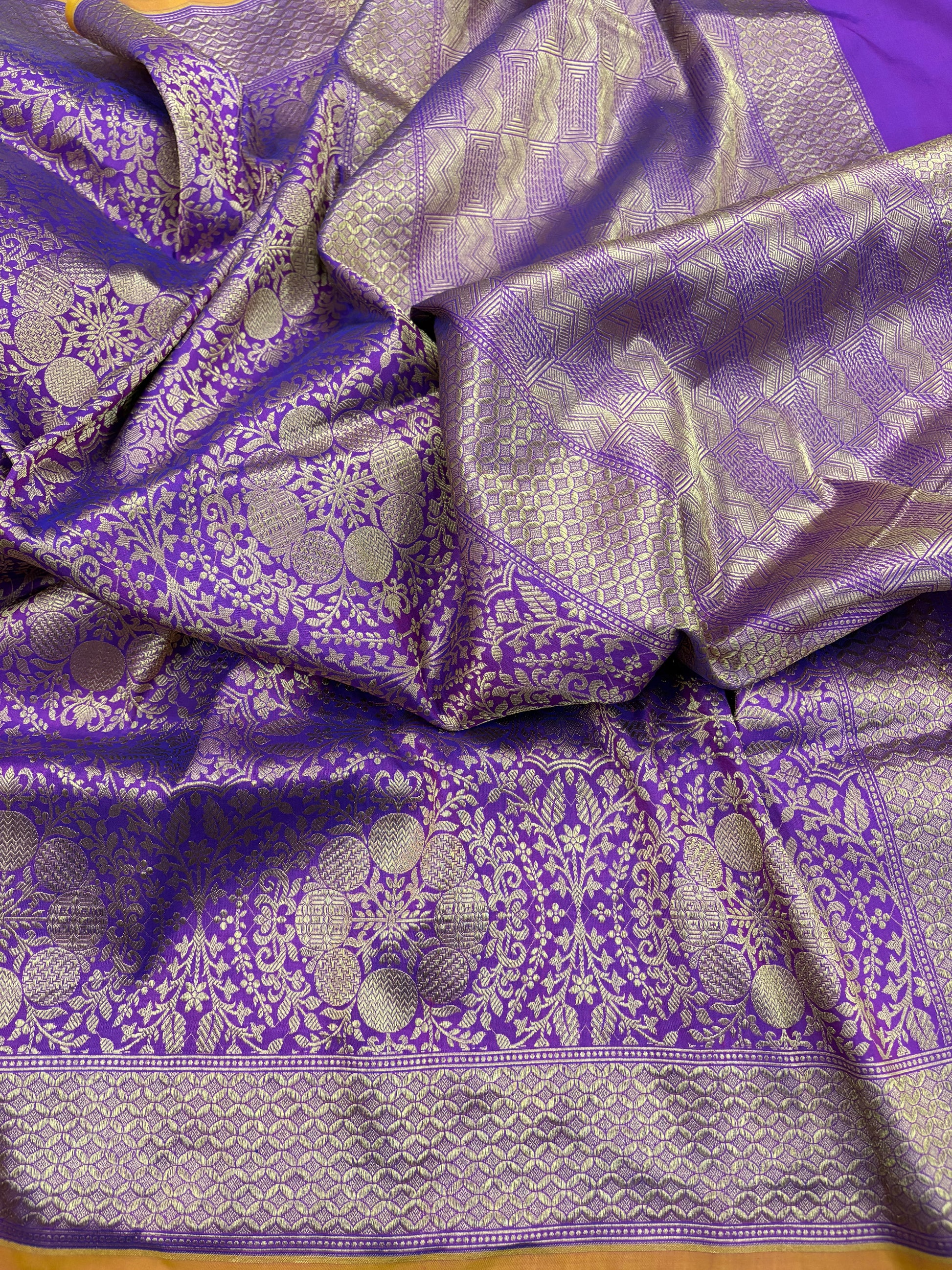 Purple Brocade Handloom Banarasi Katan Silk Saree
