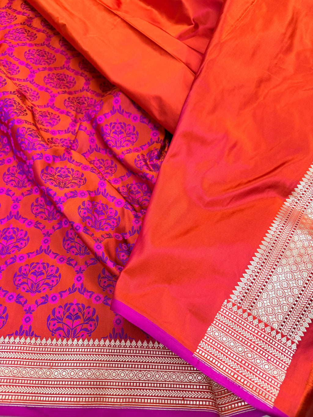 Resham Tanchoi on Mashru silk - Red