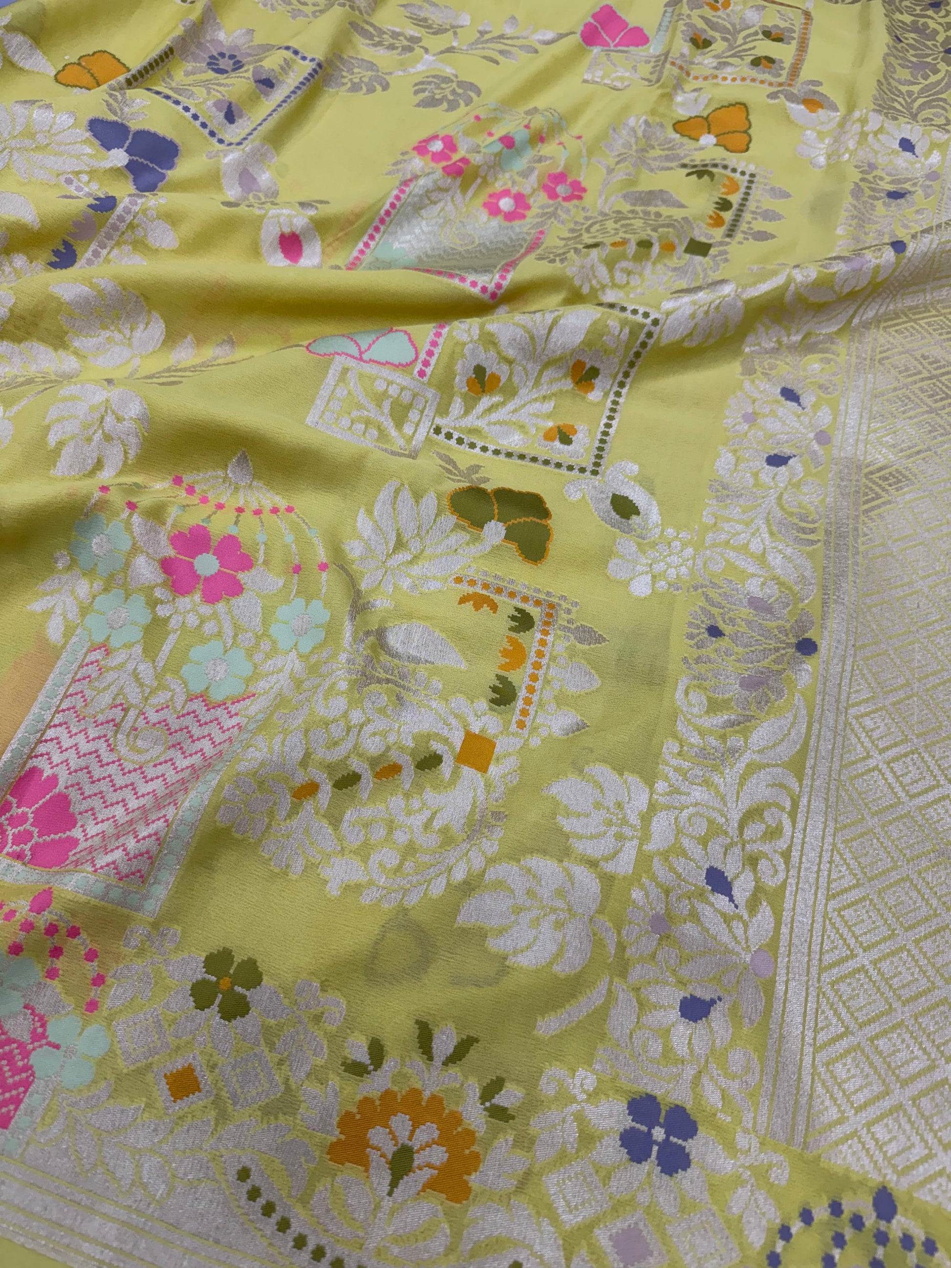 Georgette Chiffon Saree - Yellow