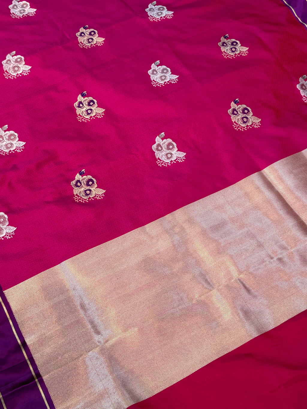 Pink Handloom Tanchoi Banarasi Mashru Silk Saree