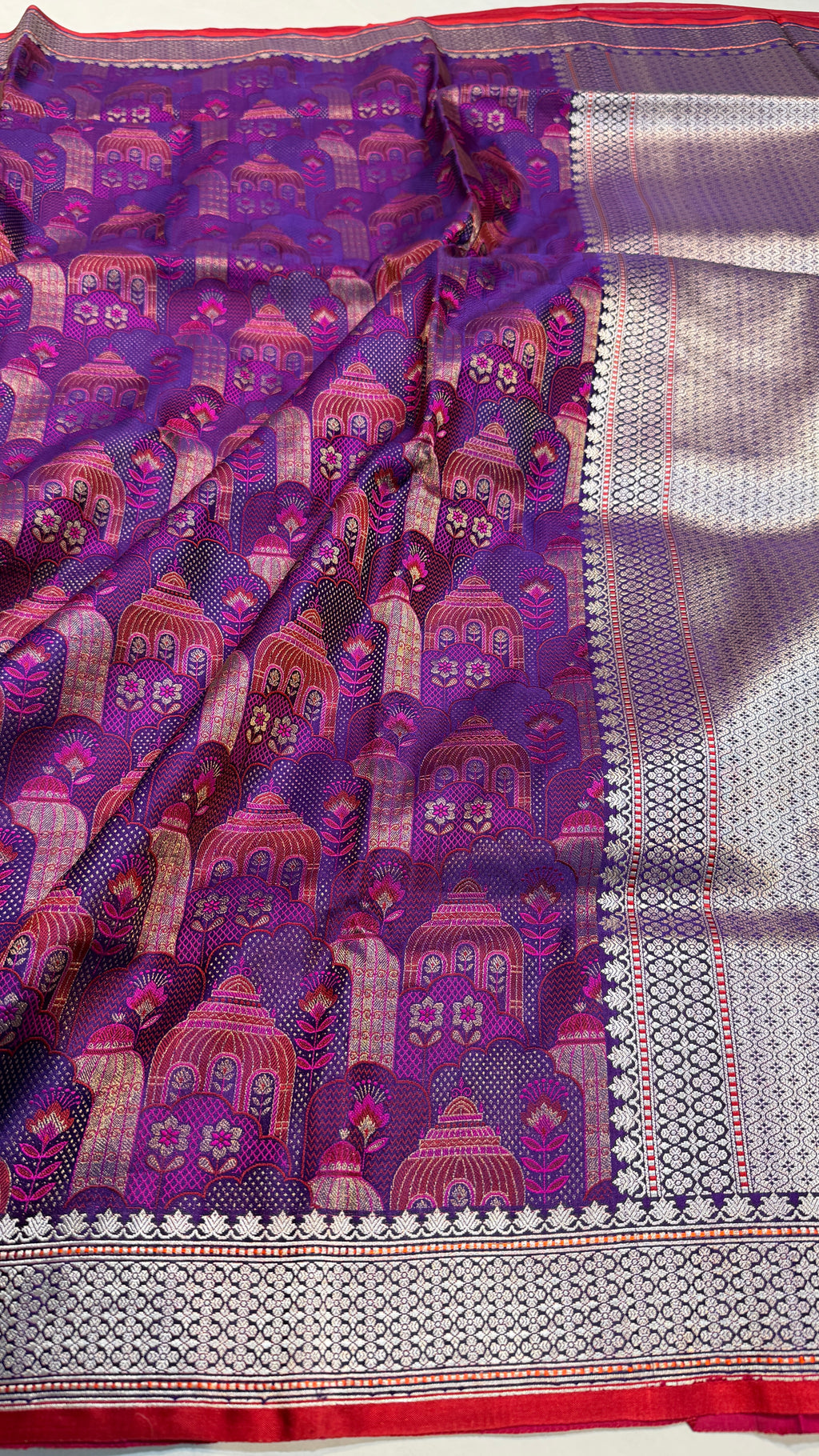 Purple Jamawar Handloom Banarasi Mashru Silk Saree