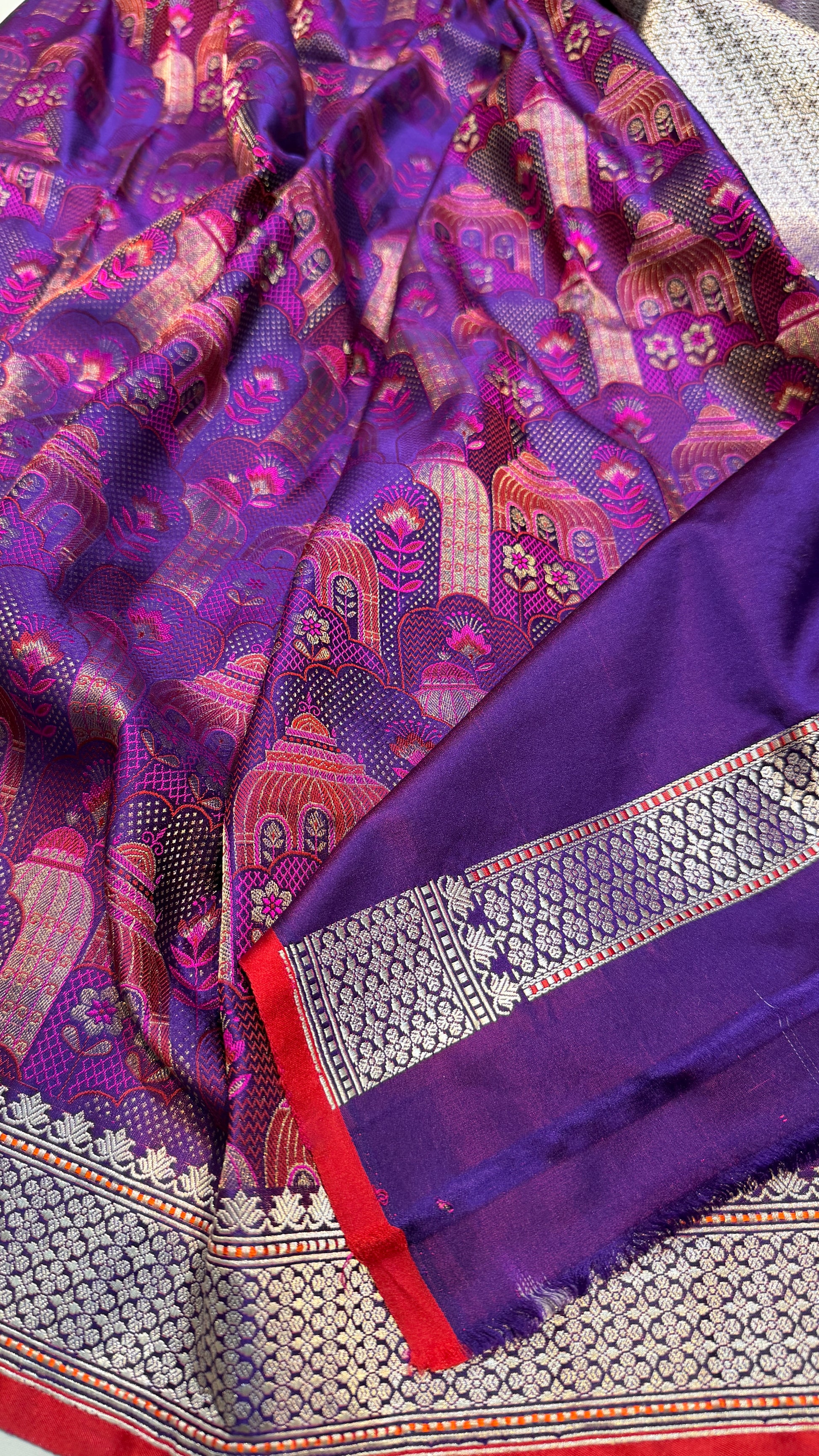 Purple Jamawar Handloom Banarasi Mashru Silk Saree